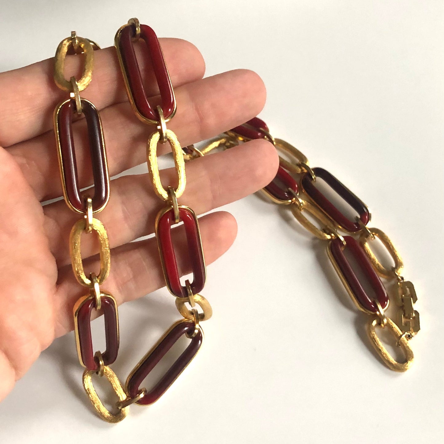 Vintage GIVENCHY necklace chain links lucite gold metal 80s