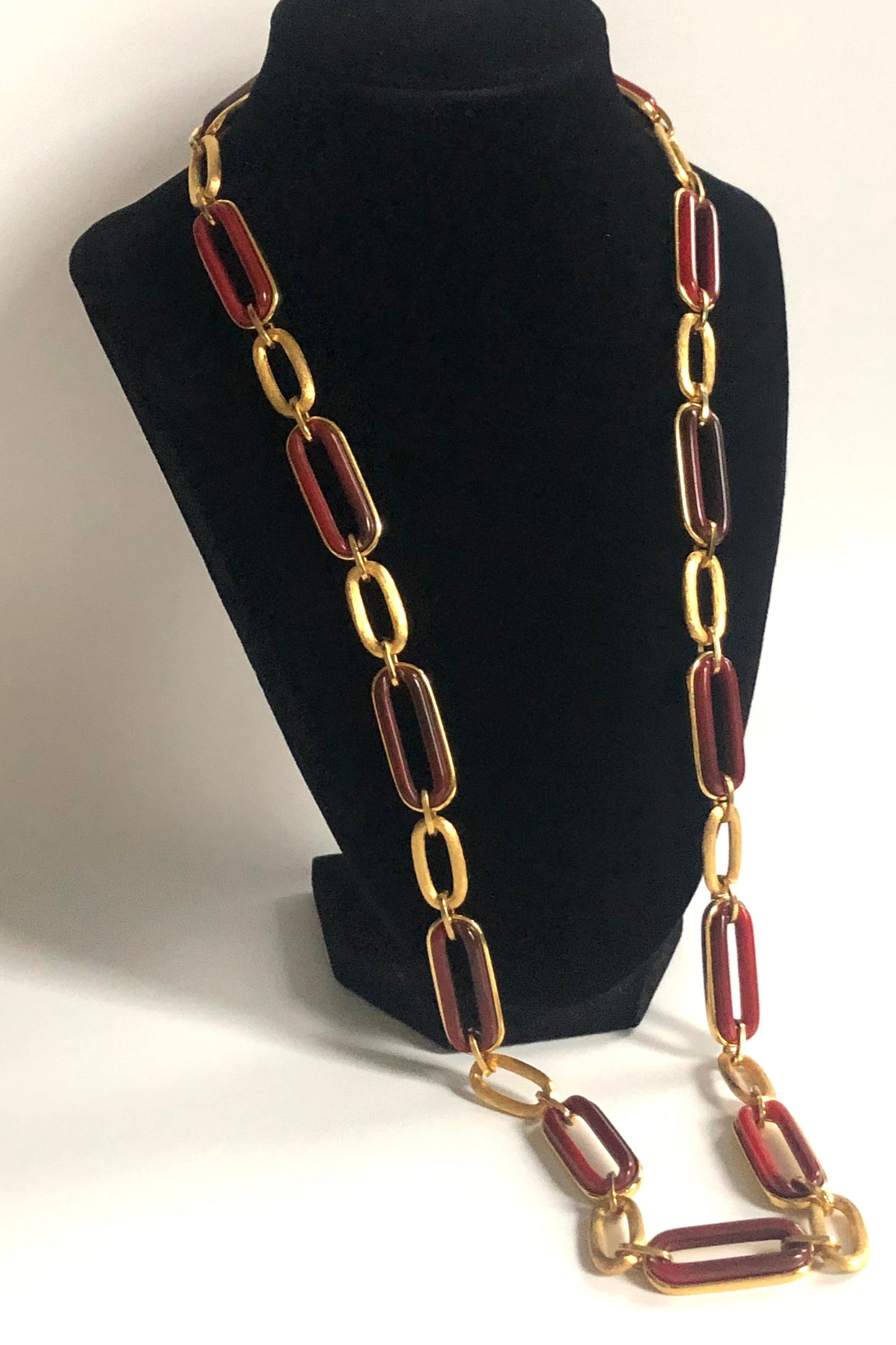 Vintage GIVENCHY necklace chain links lucite gold metal 80s