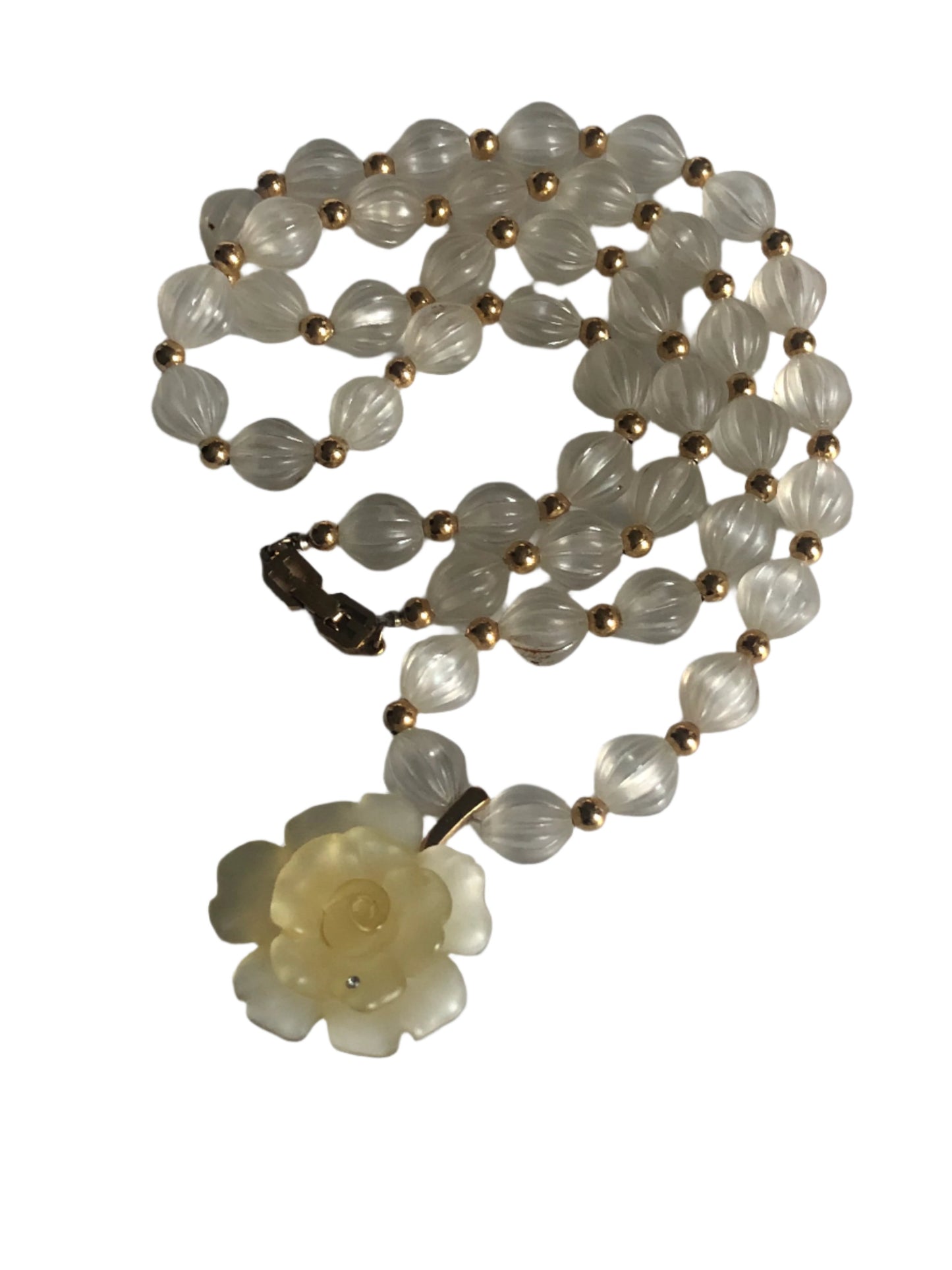 Vintage GIVENCHY necklace lucite beads rose pendant