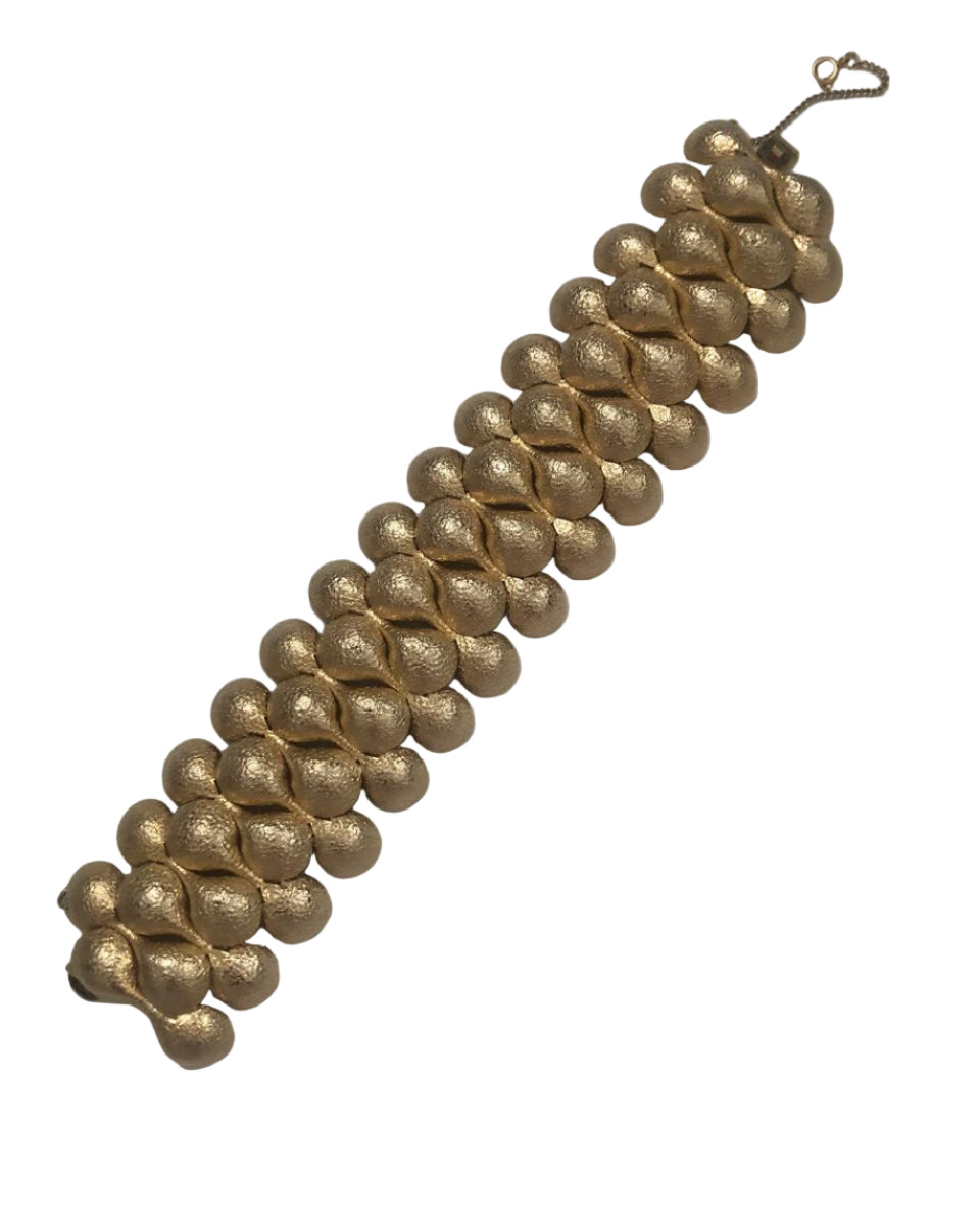 Vintage Napier wide bracelet textured gold plated