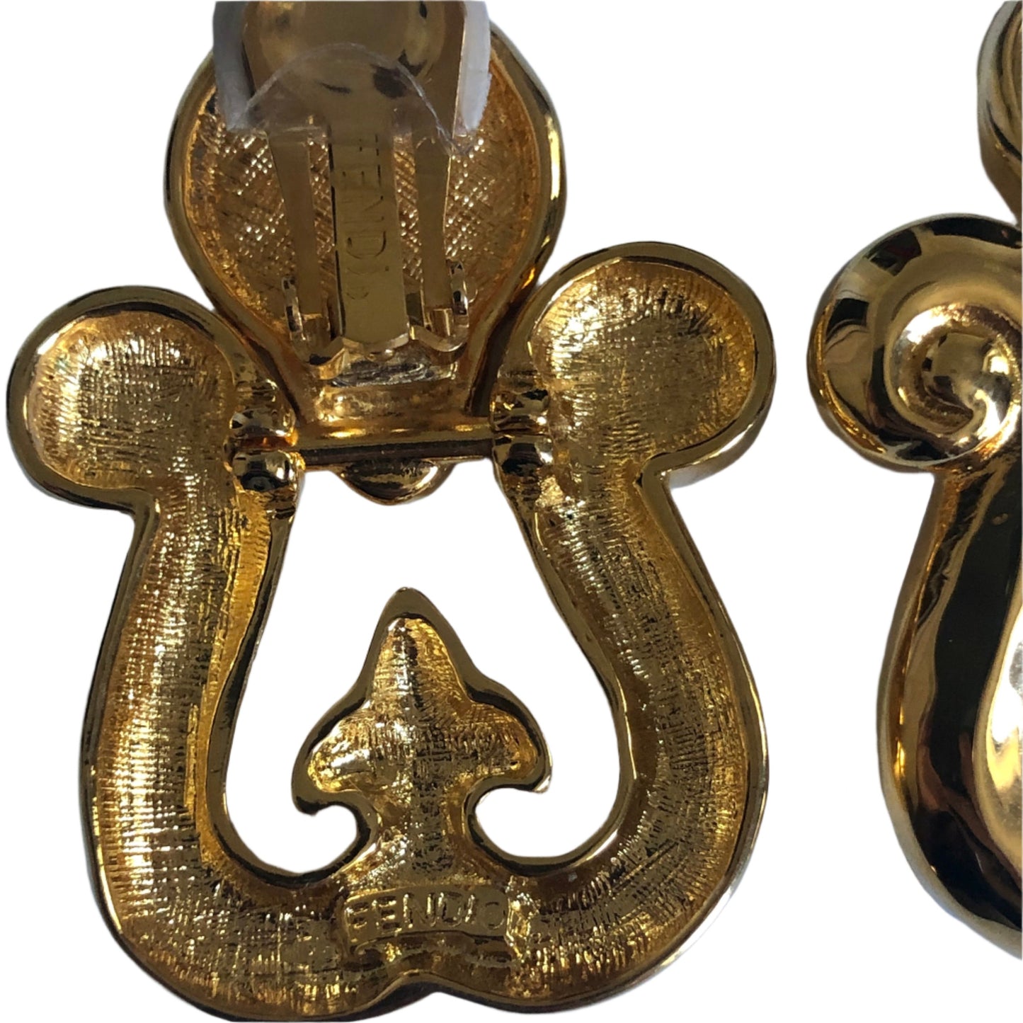Vintage FENDI earrings clip on dangle door knocker
