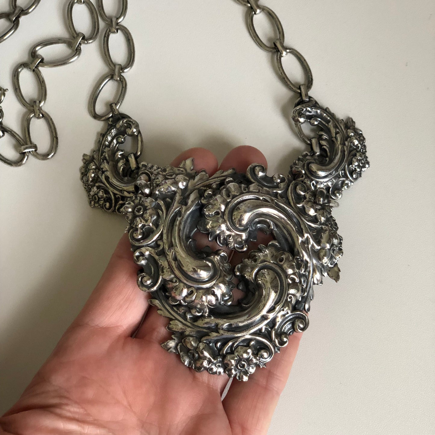 Vintage Napier necklace large pendant book piece renaissance