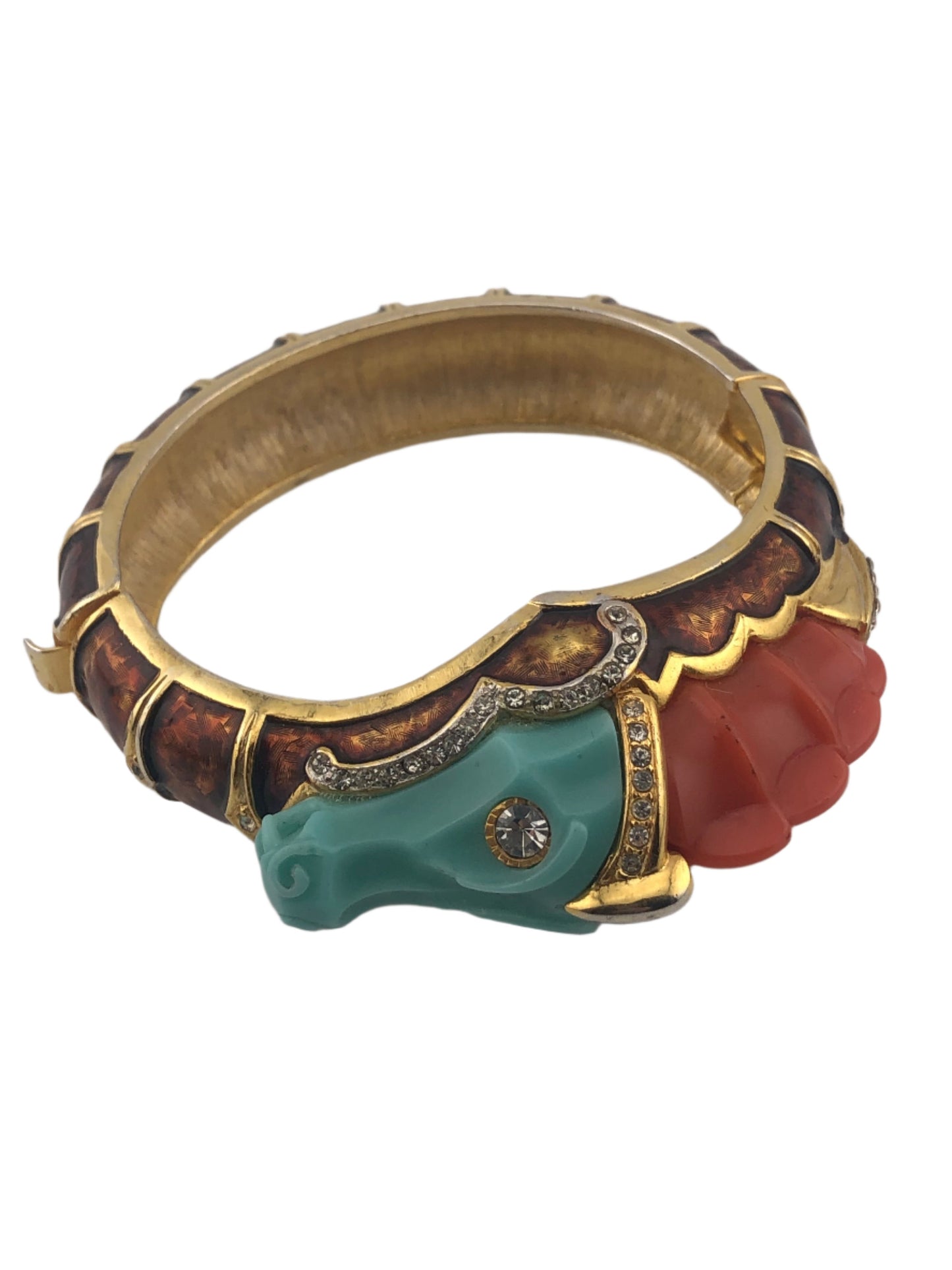 Vintage HATTIE CARNEGIE bracelet dragon enamel rhinestones