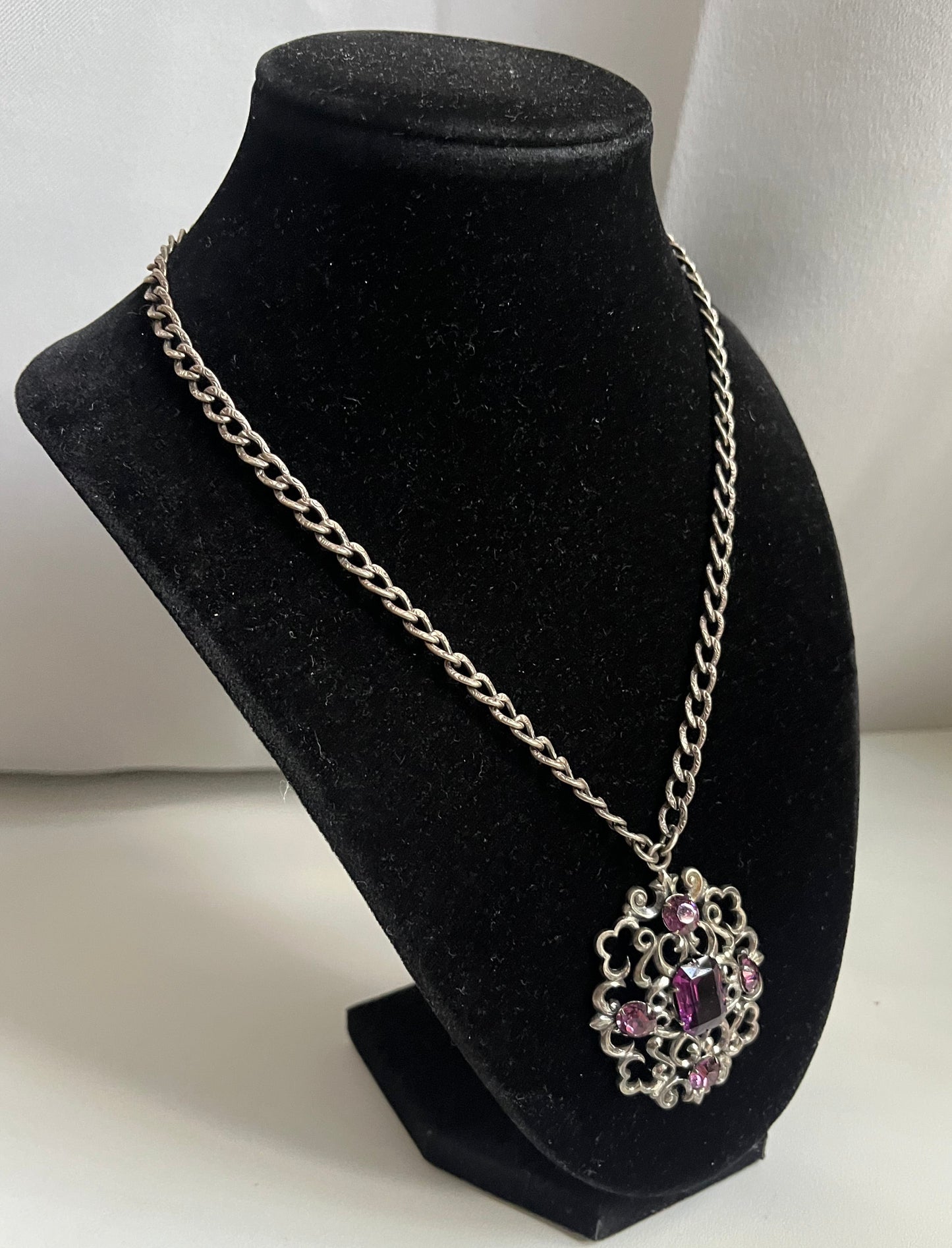Vintage Napier necklace art nouveau purple rhinestone 1940’s