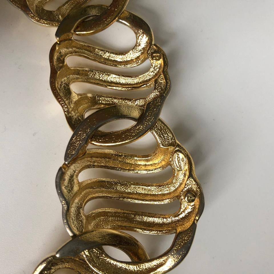 GIVENCHY necklace collar chunky swirl link gold tone