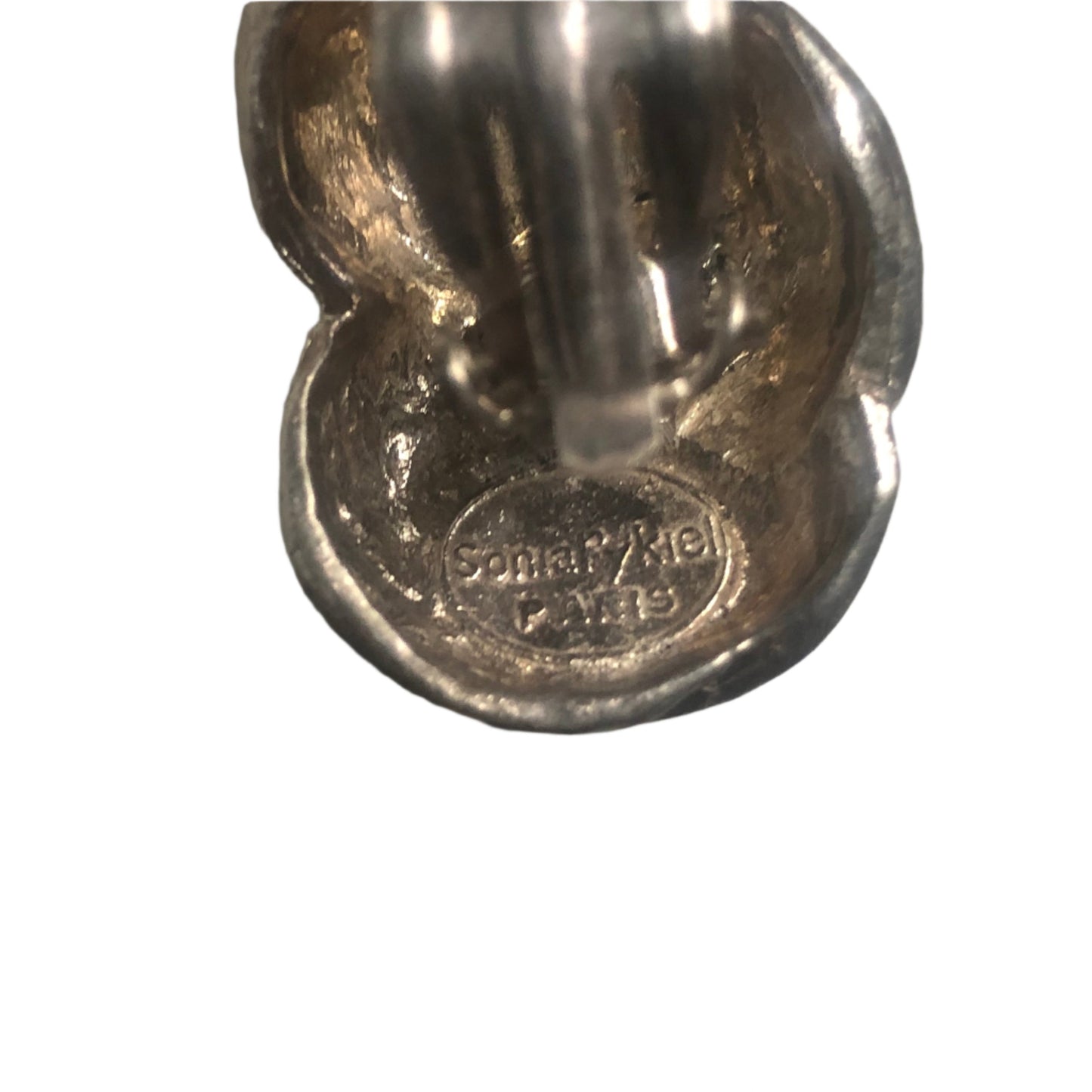 Vintage SONIA RYKIEL earrings clip on silver tone swirl