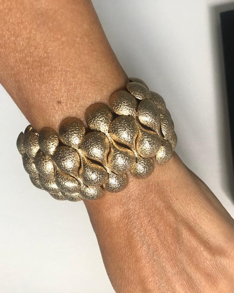 Vintage Napier wide bracelet textured gold plated