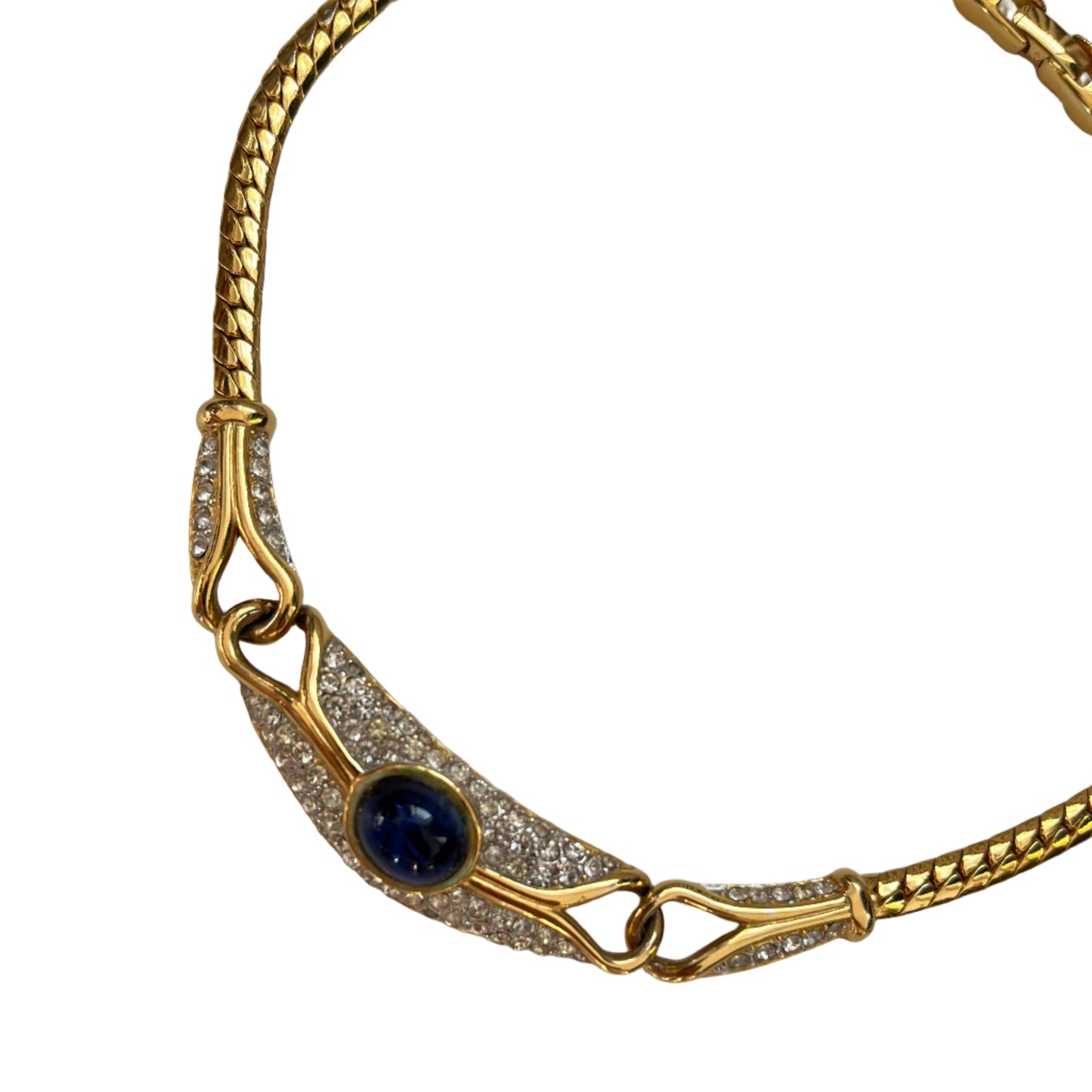 Vintage GIVENCHY necklace blue stone pave rhinestones