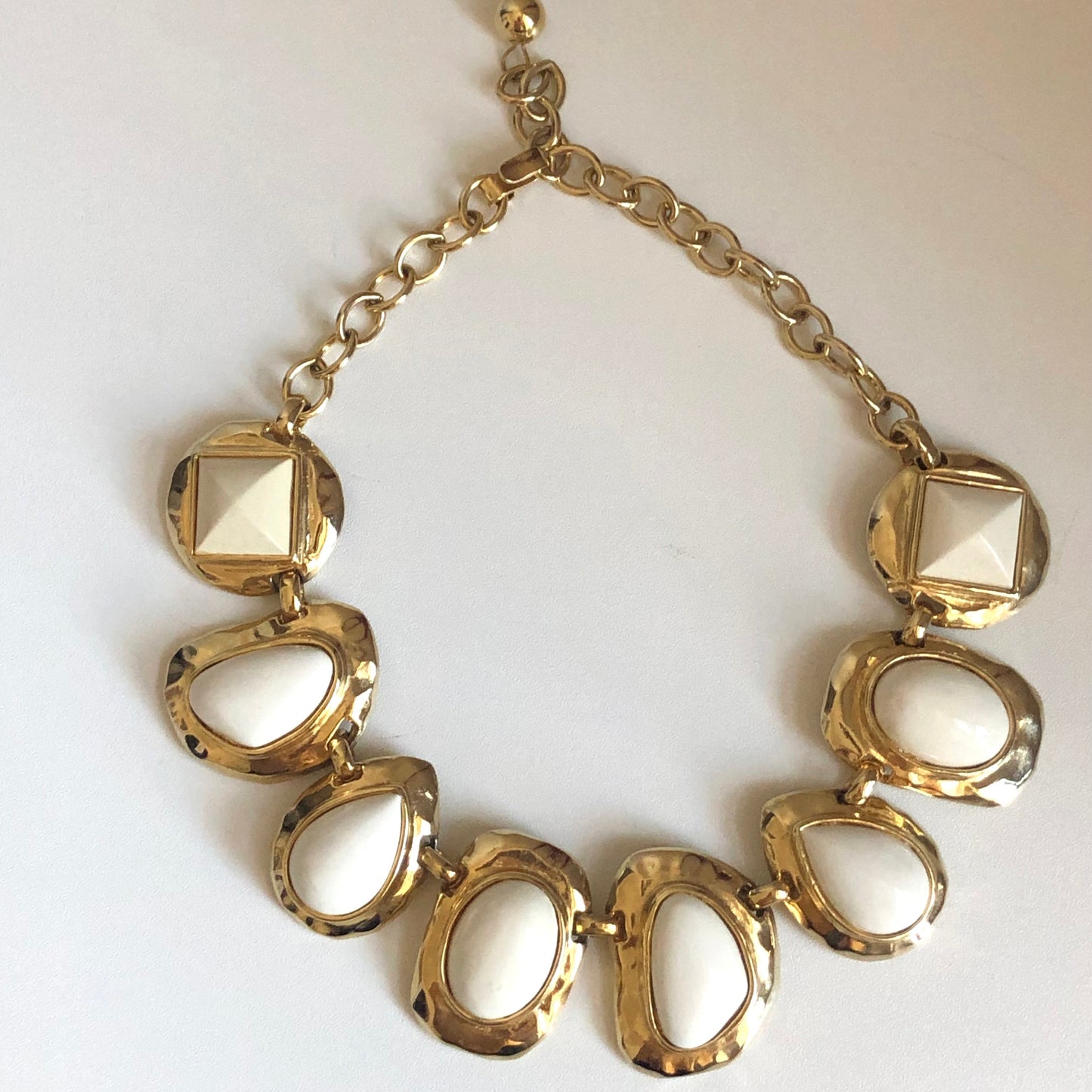 Vintage Les Bernard necklace chunky links resin cabochon