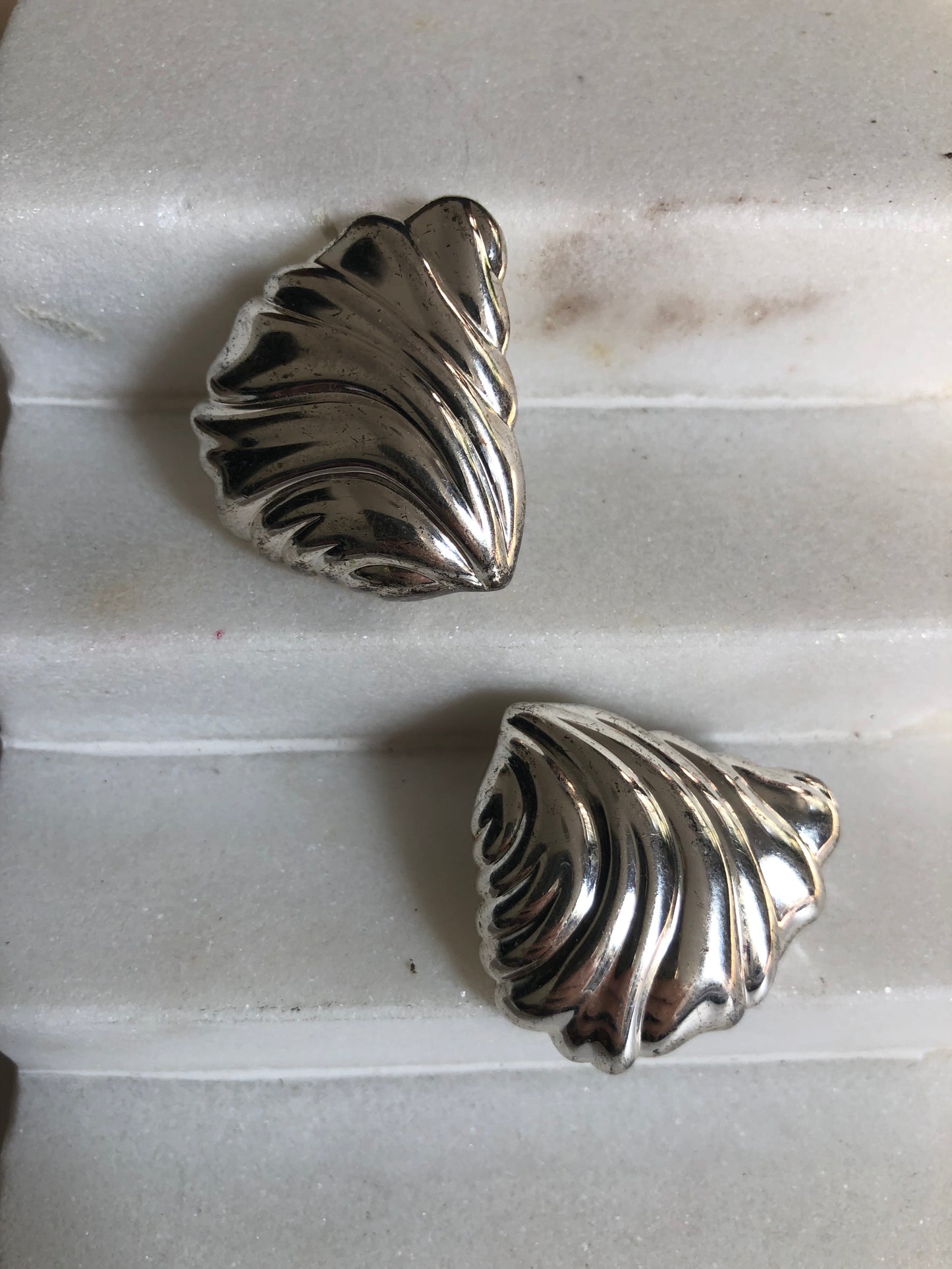 Vintage Chr. Dior earrings clip on shell silver plated