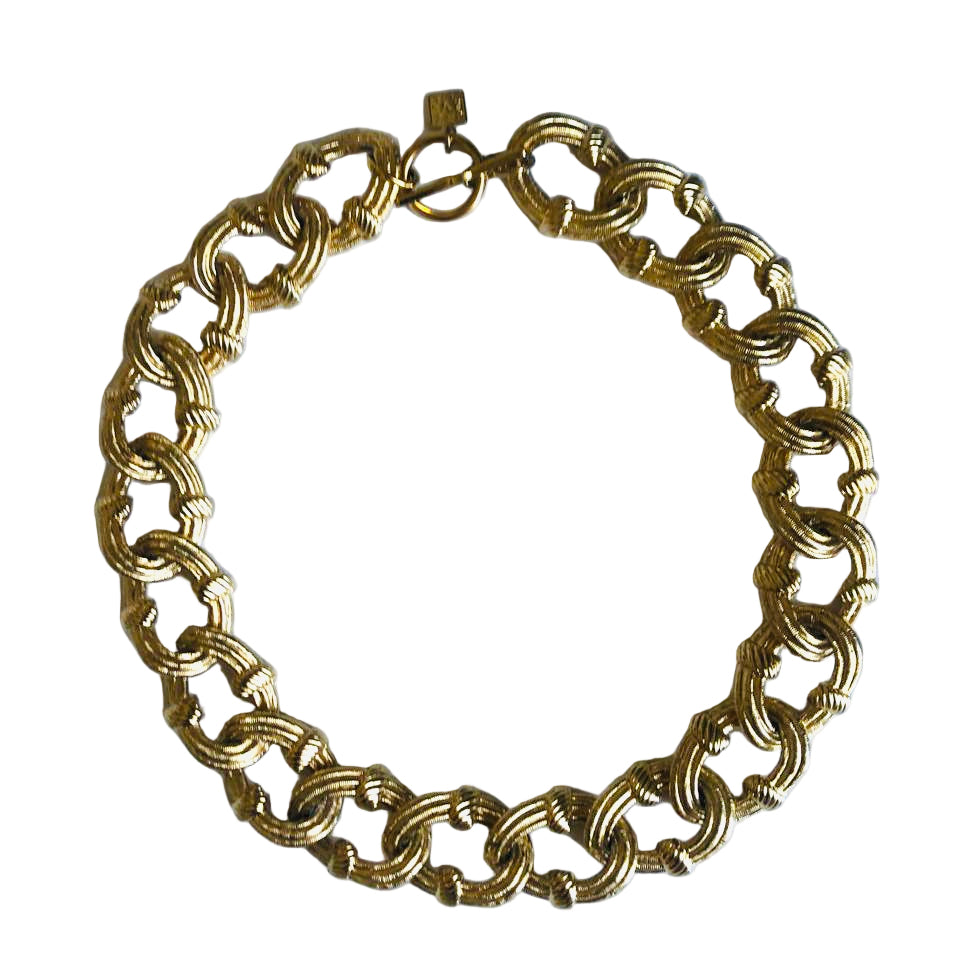 Vintage Anne Klein necklace chain texture gold tone