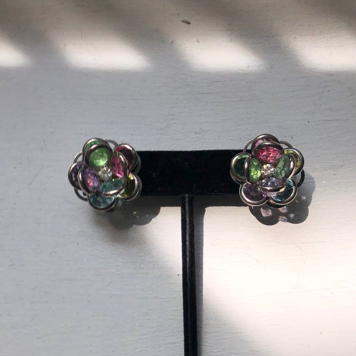 Vintage earrings Swarovski crystal bezel