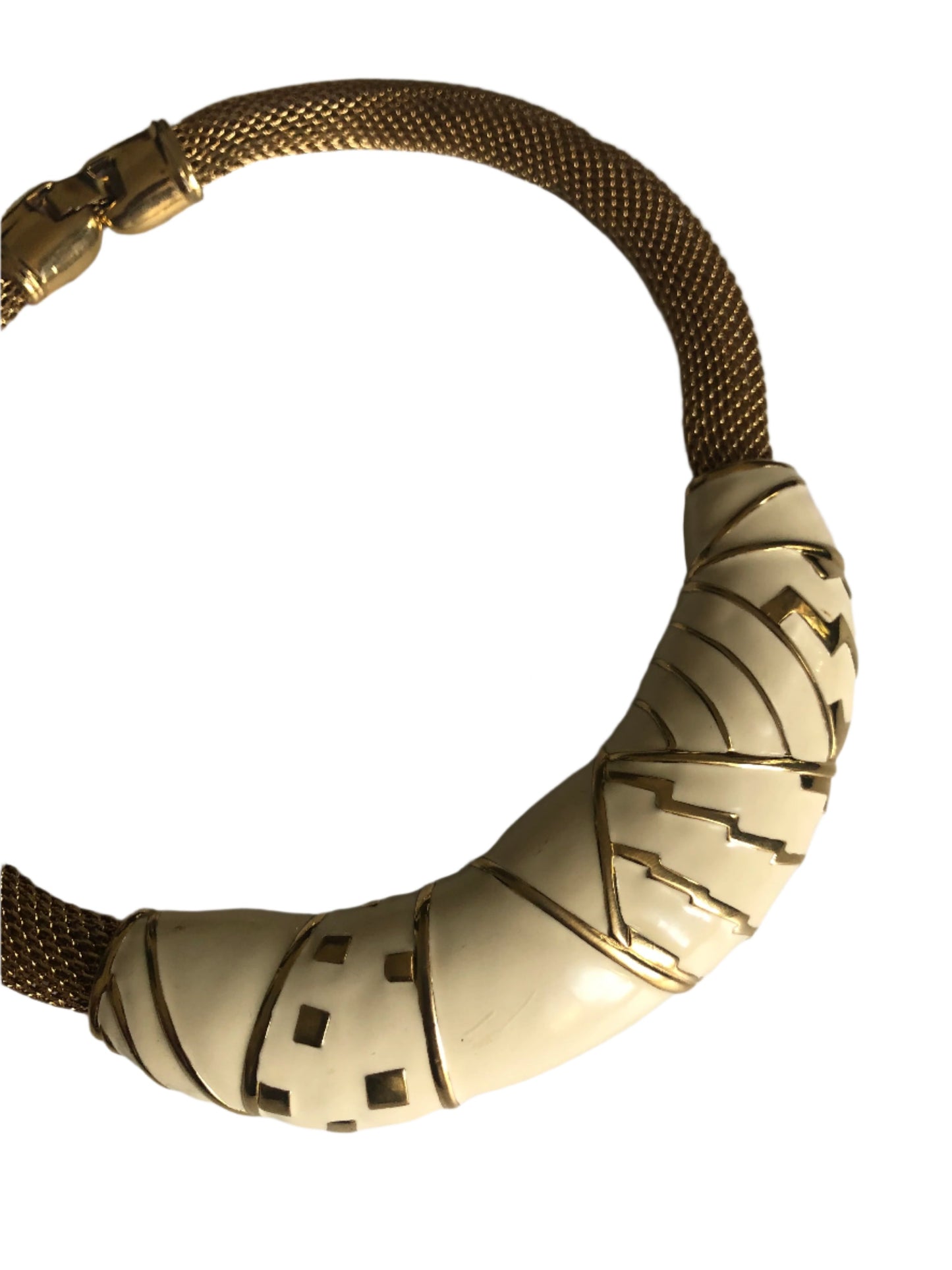 Vintage MONET necklace collar enamel metal mesh
