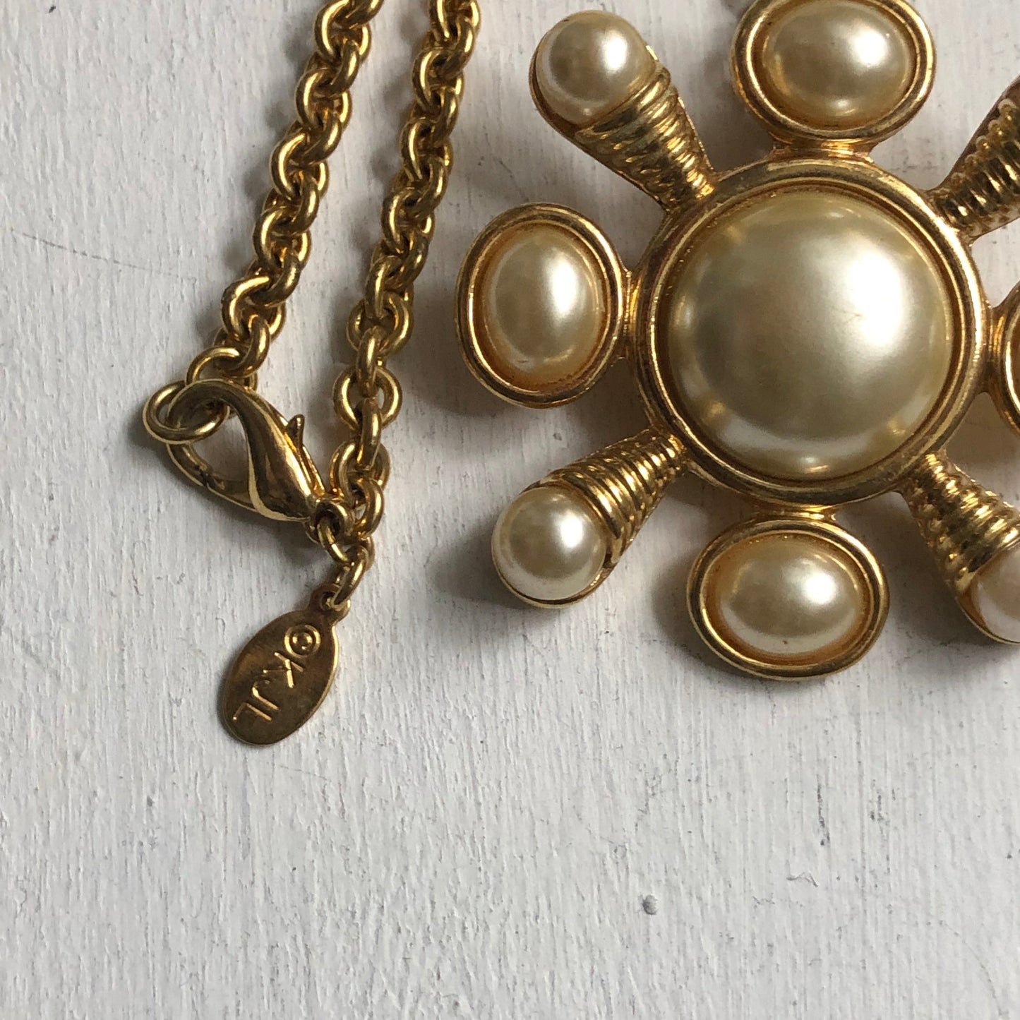Vintage KJL necklace brooch pendant cross