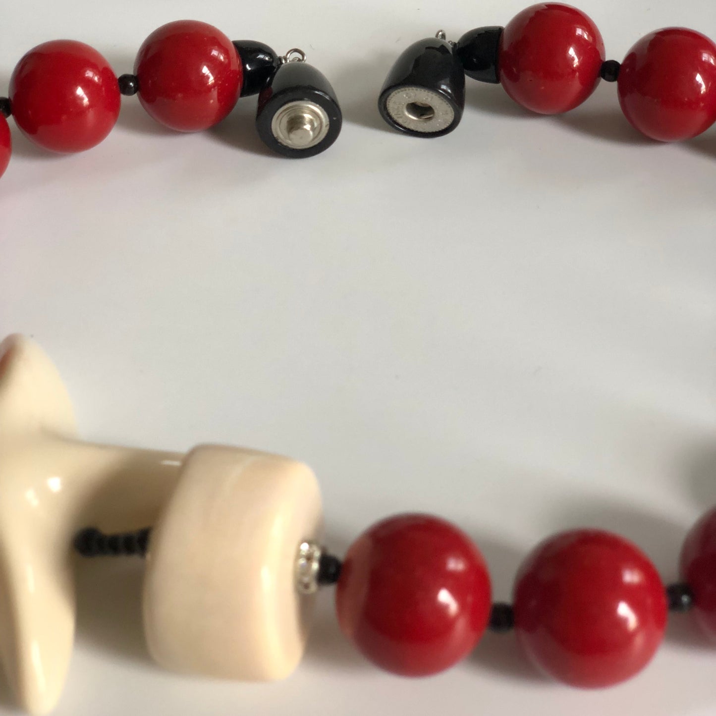 Angela Caputi necklace large red beads resin plastic starfish Italy