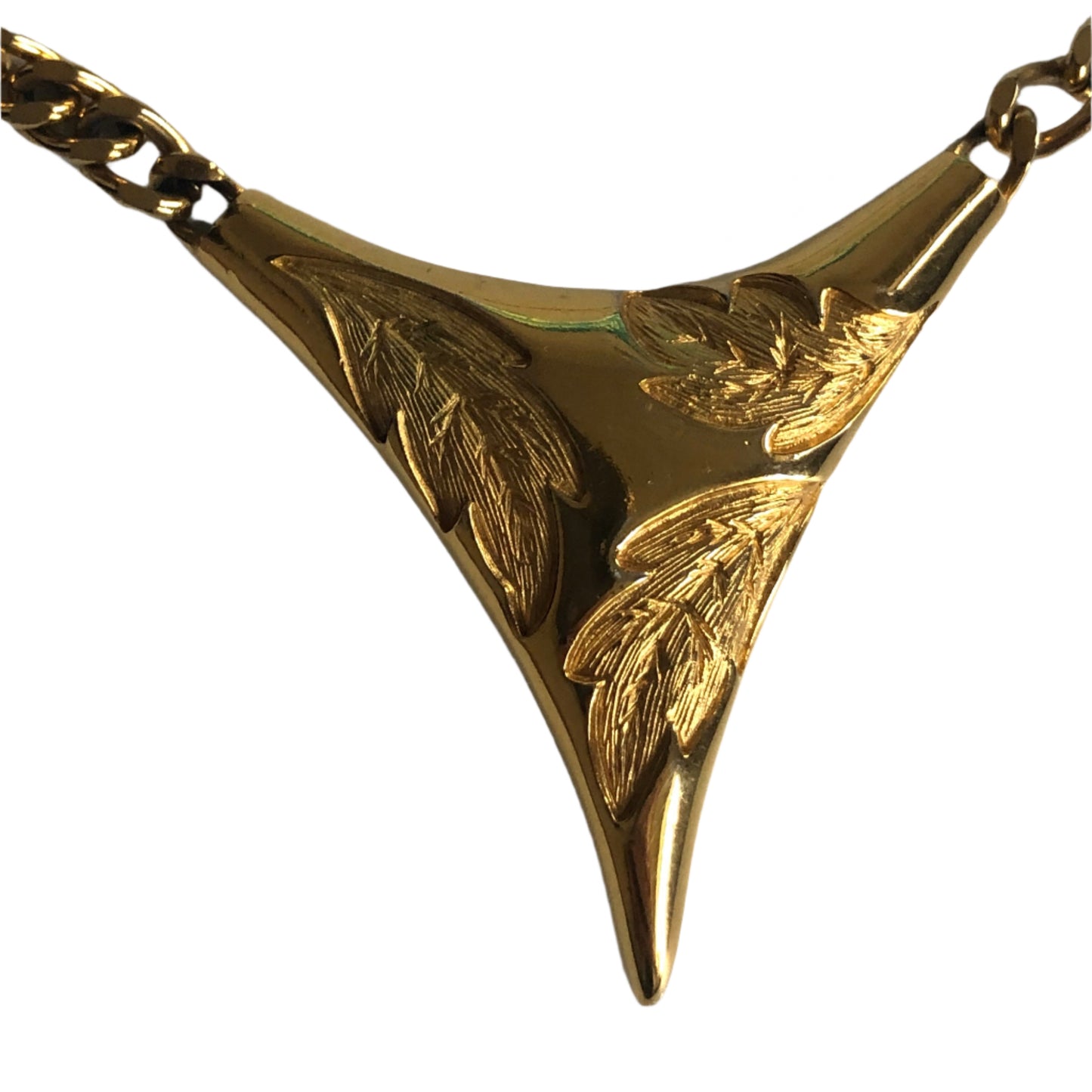 Vintage GIVENCHY necklace carved leaf pendant 1979