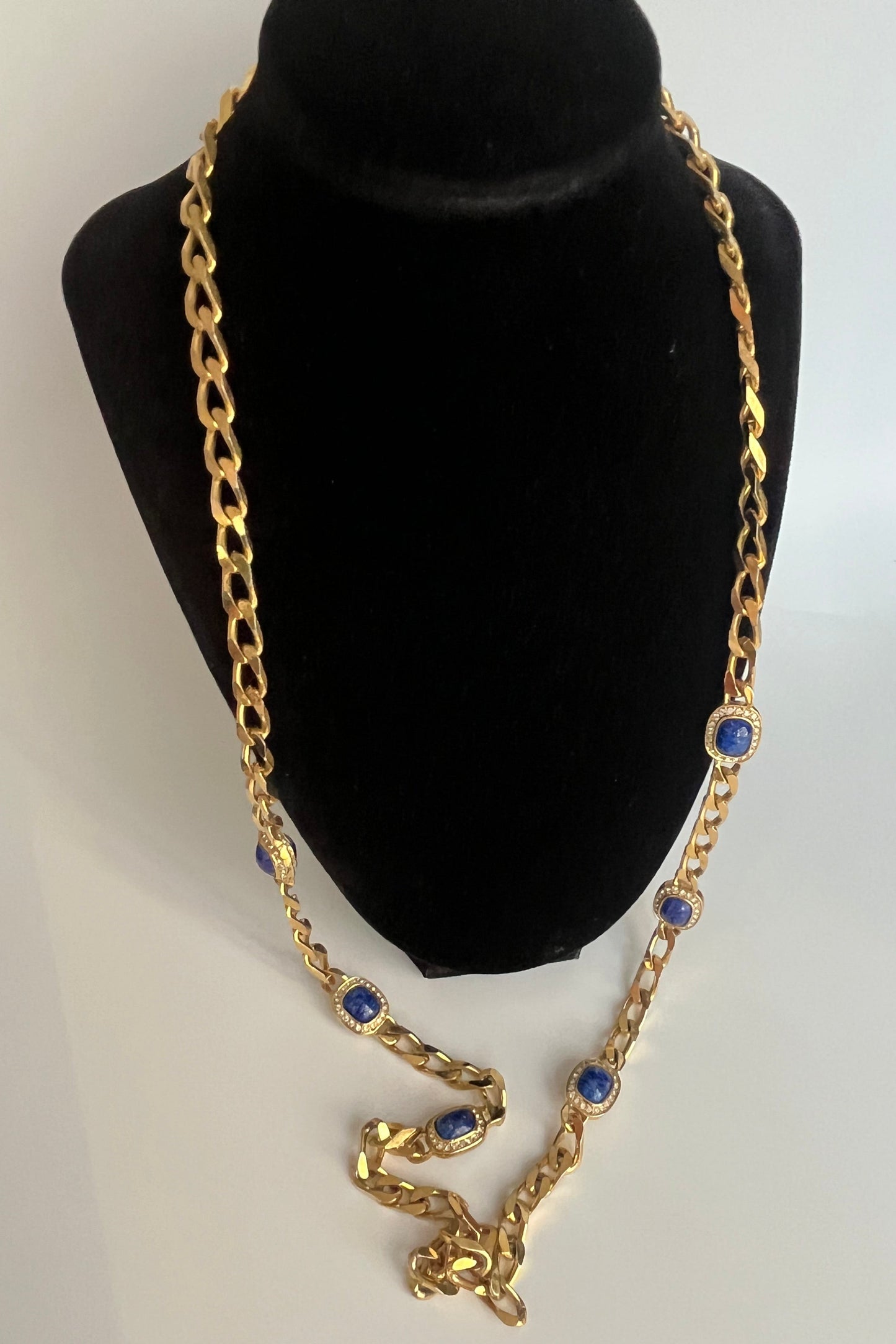 Vintage Christian Dior necklace blue peking glass