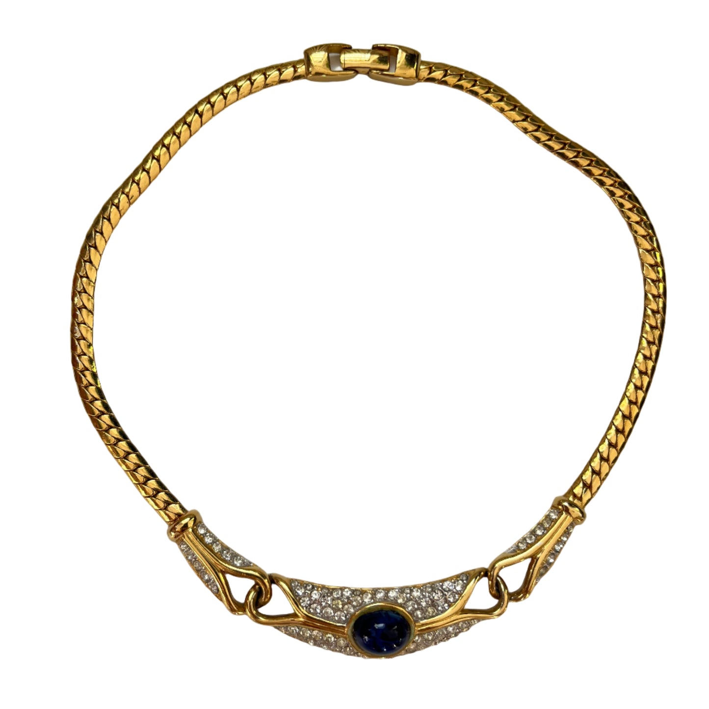 Vintage GIVENCHY necklace blue stone pave rhinestones