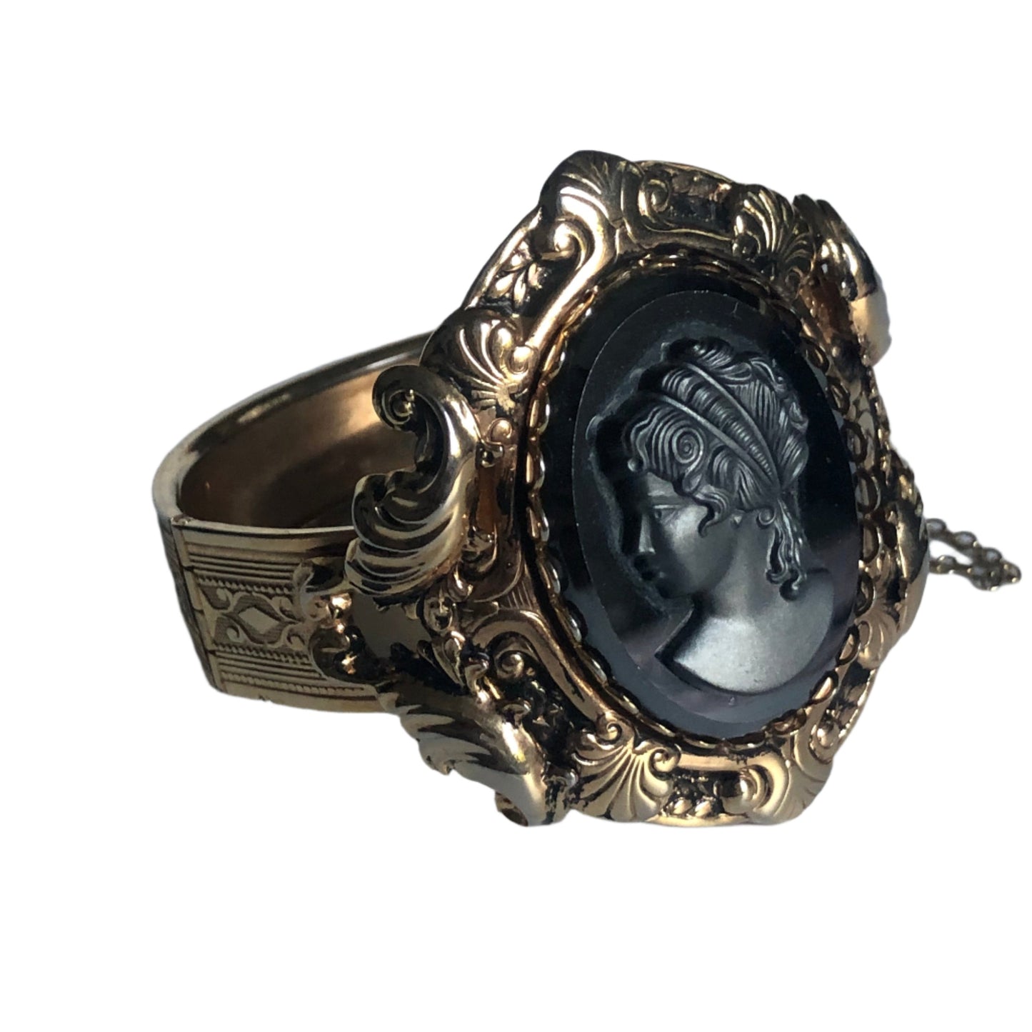 Vintage bracelet cameo French jet glass