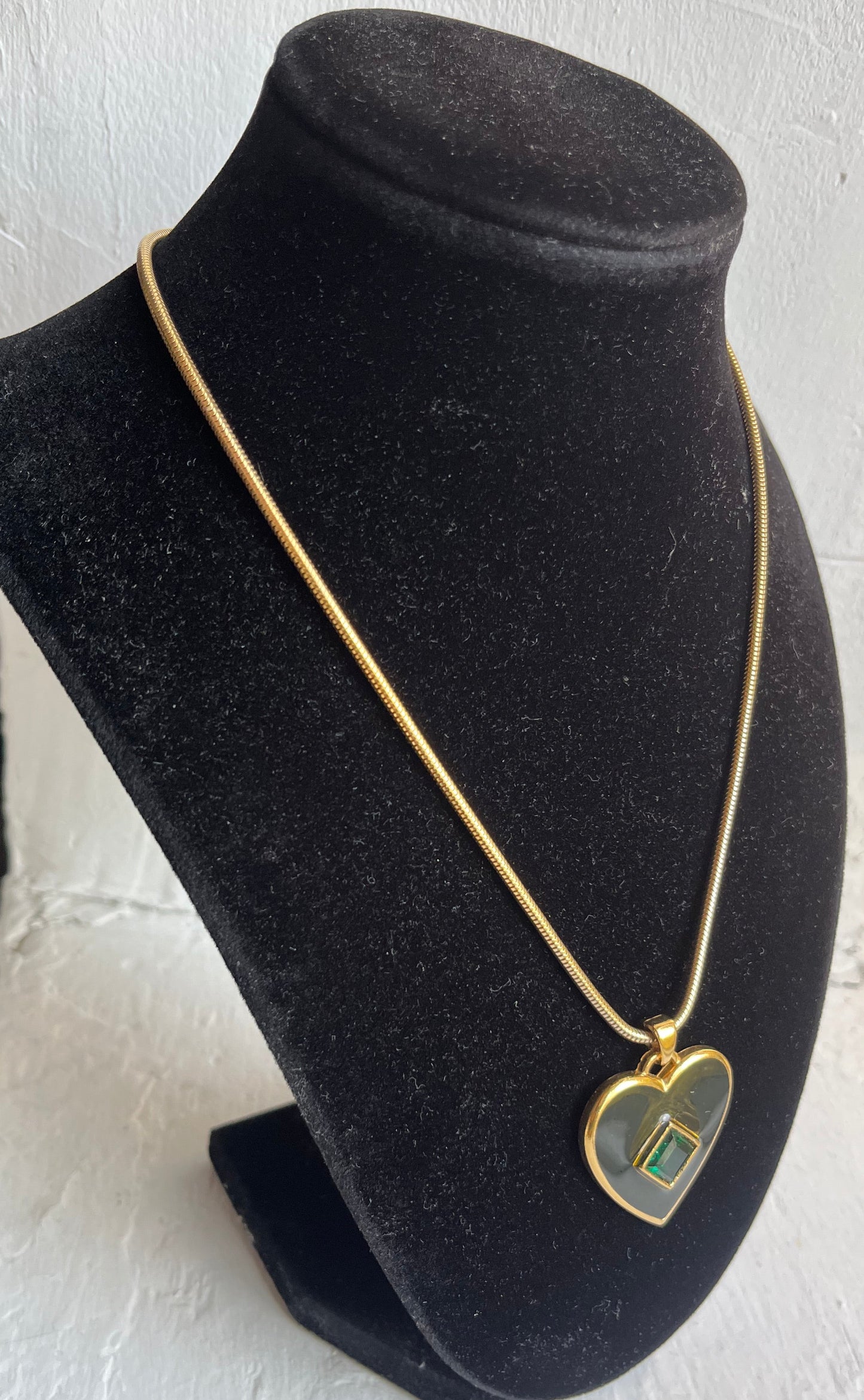 Vintage YSL Saint Laurent heart enamel pendant