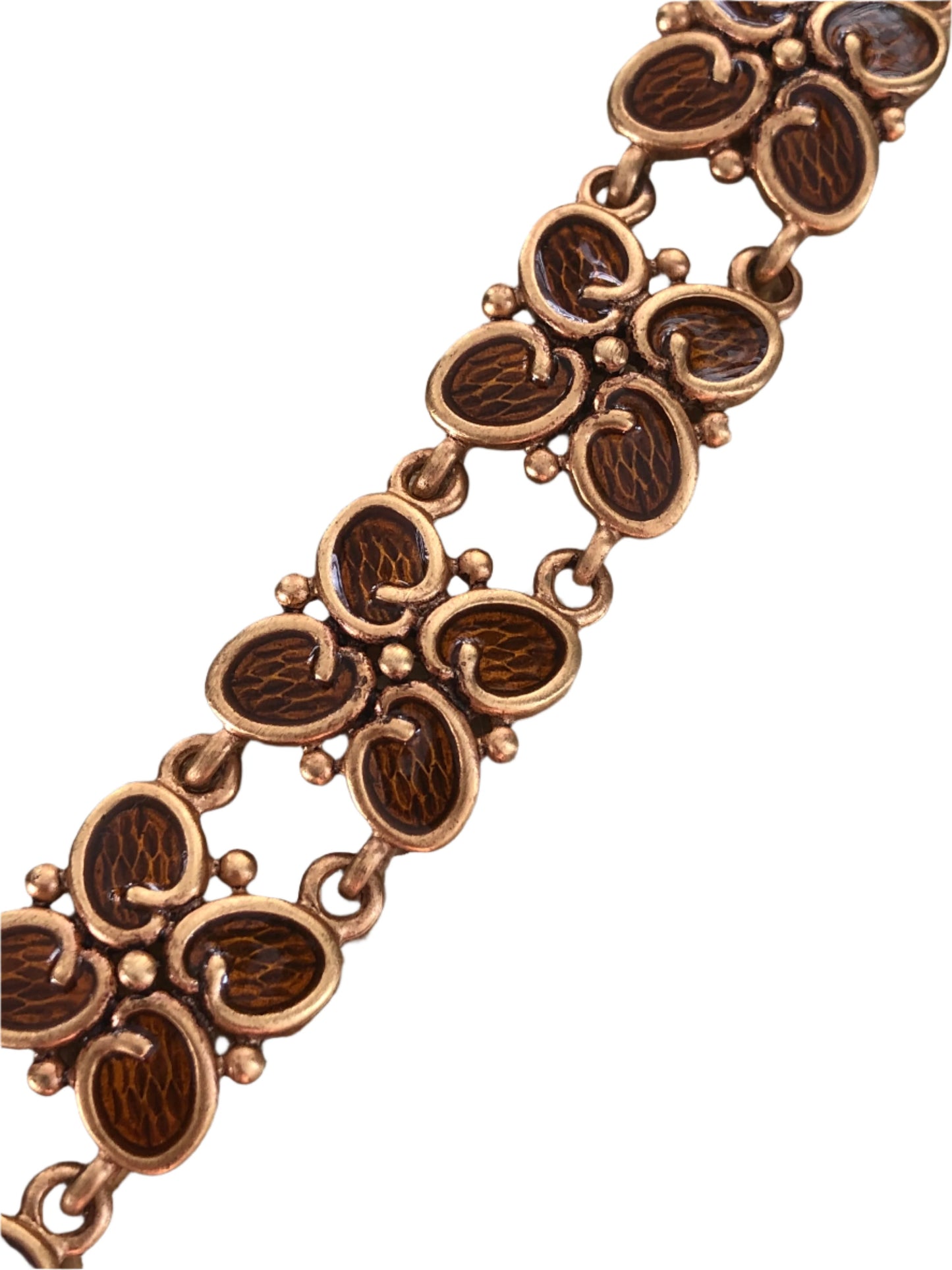 Vintage Oscar de La RENTA bracelet logo brown enamel