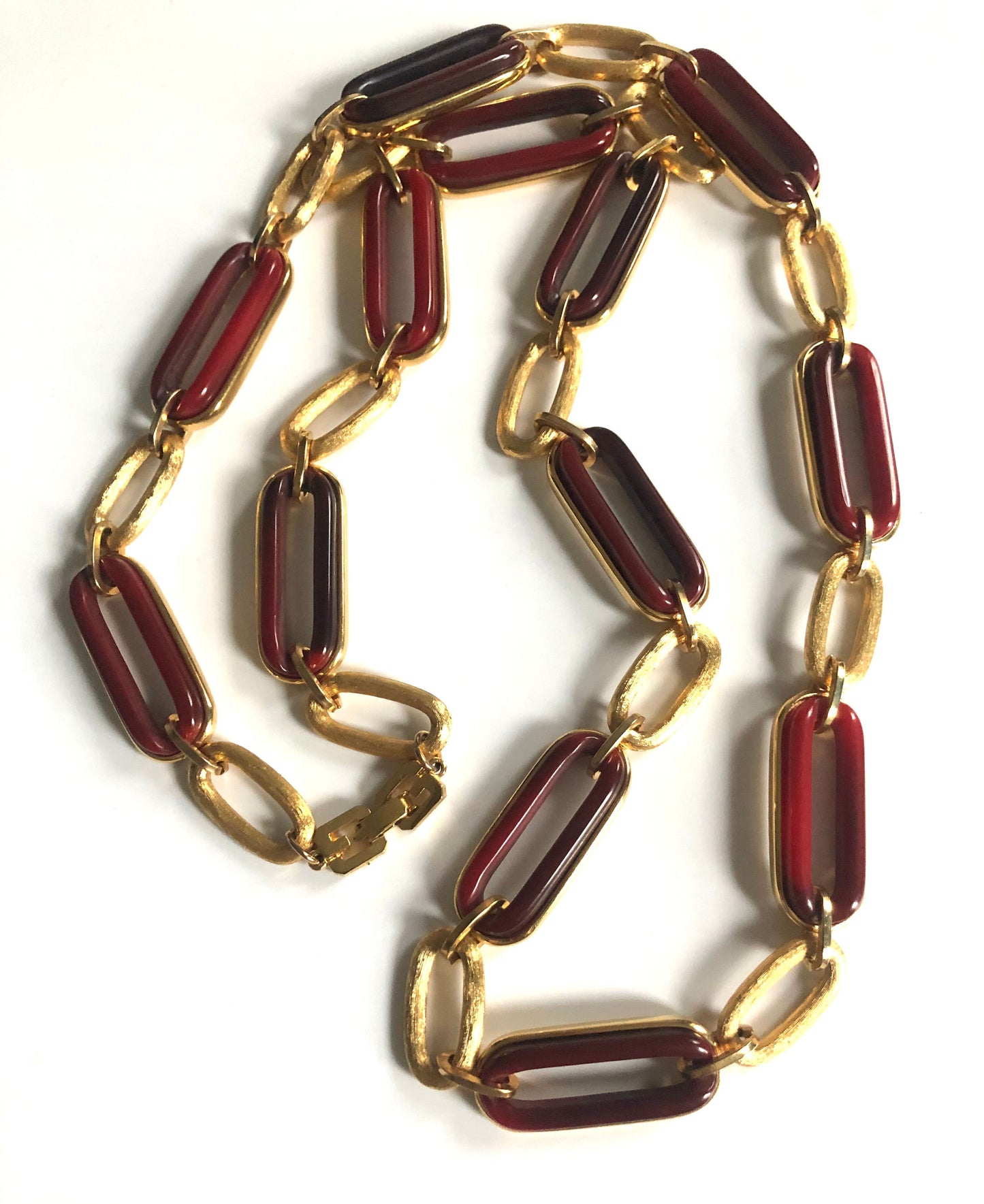 Vintage GIVENCHY necklace chain links lucite gold metal 80s