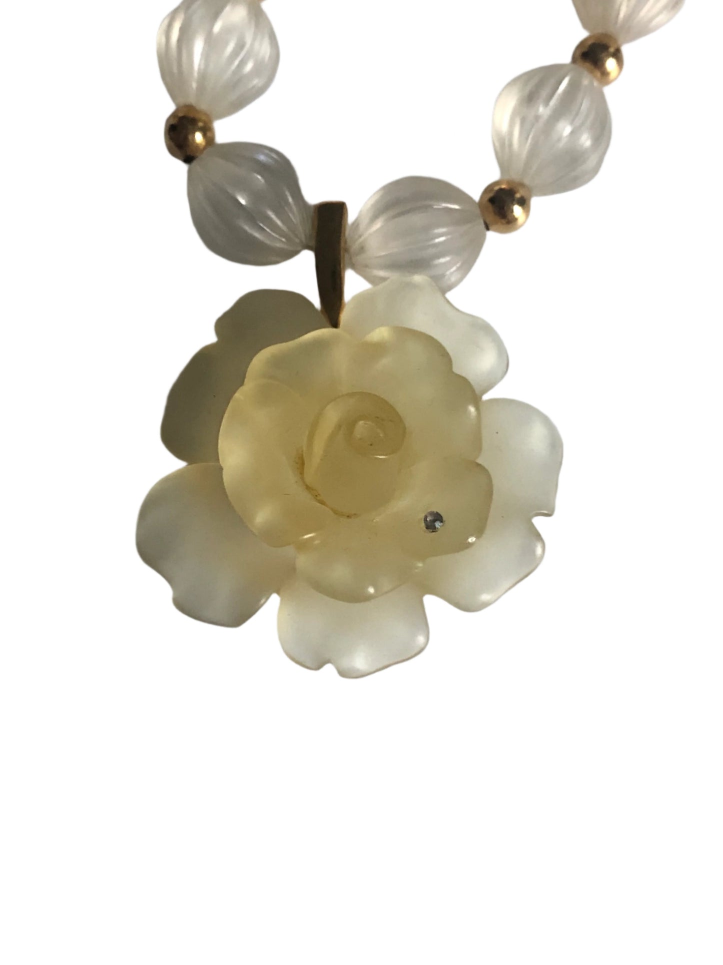 Vintage GIVENCHY necklace lucite beads rose pendant
