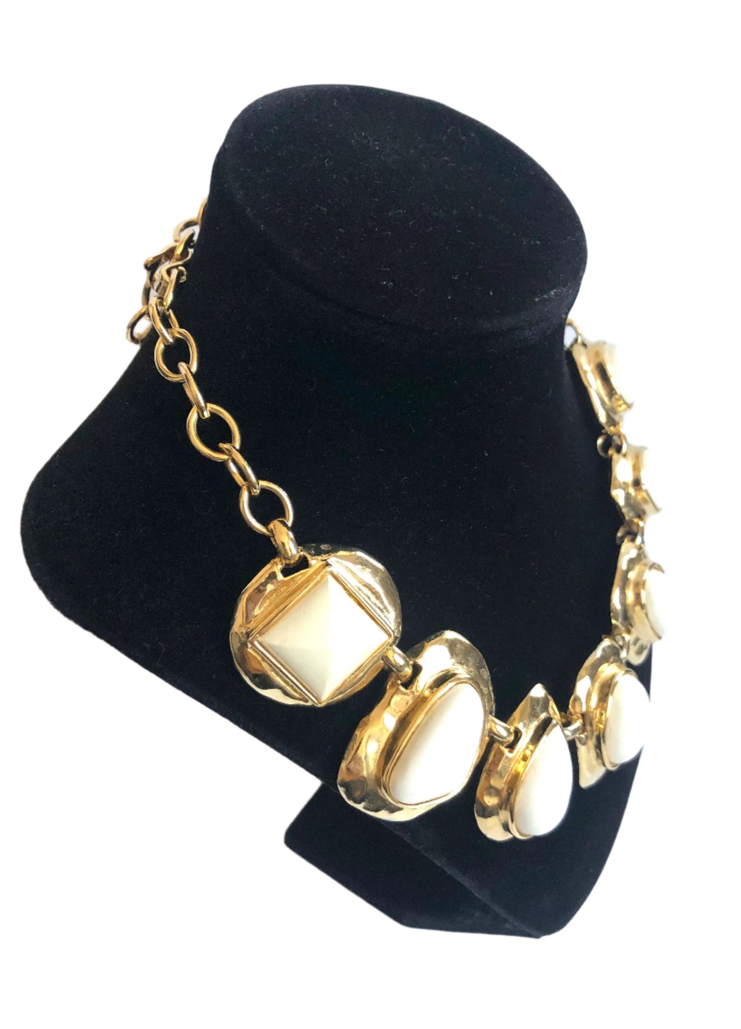 Vintage Les Bernard necklace chunky links resin cabochon