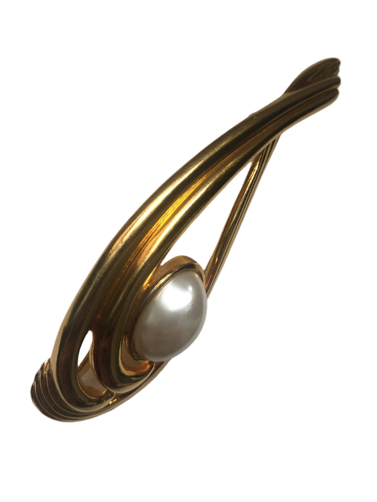 Vintage LANVIN brooch gold tone swirl