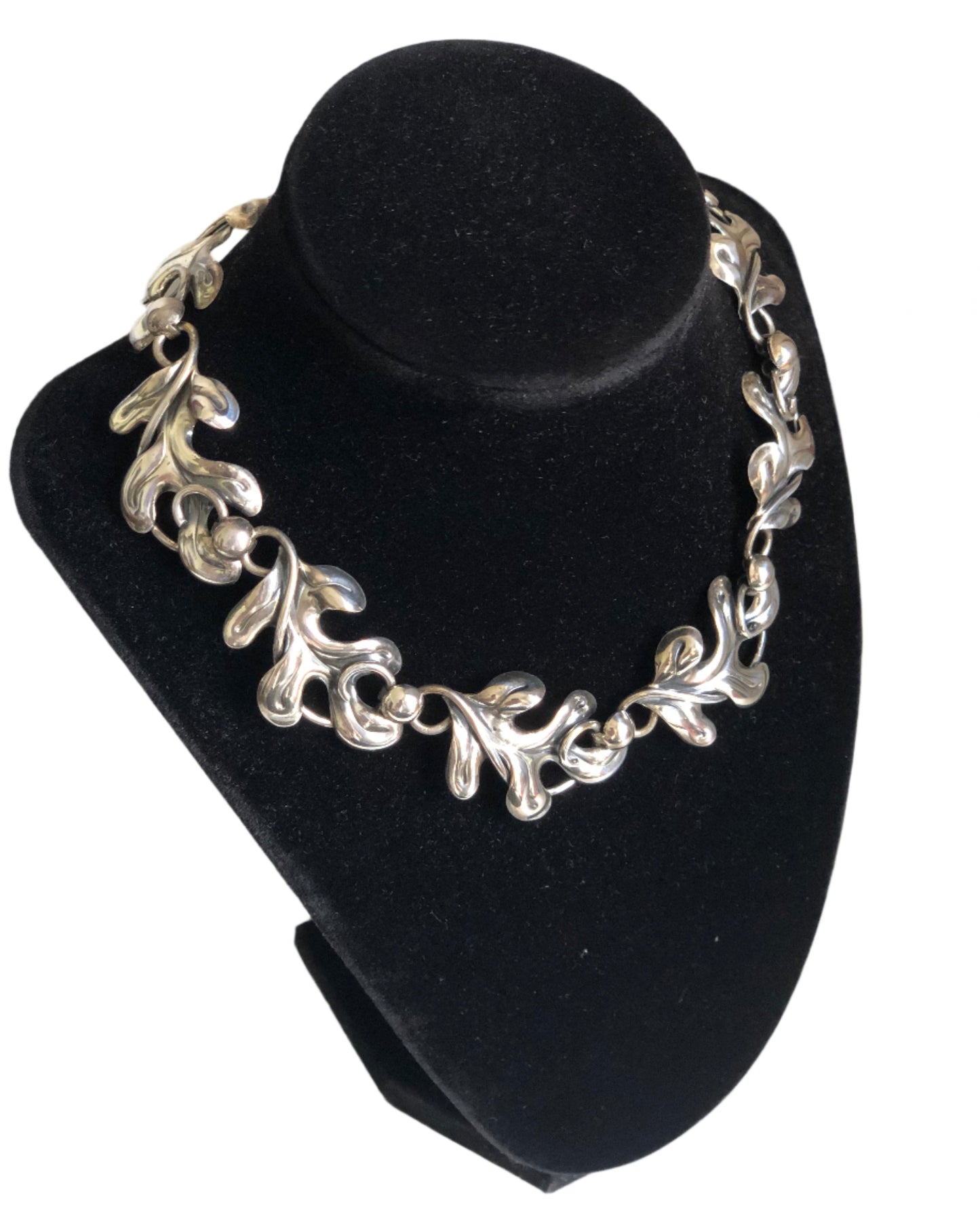 Vintage Napier necklace silver plate oak leaf links