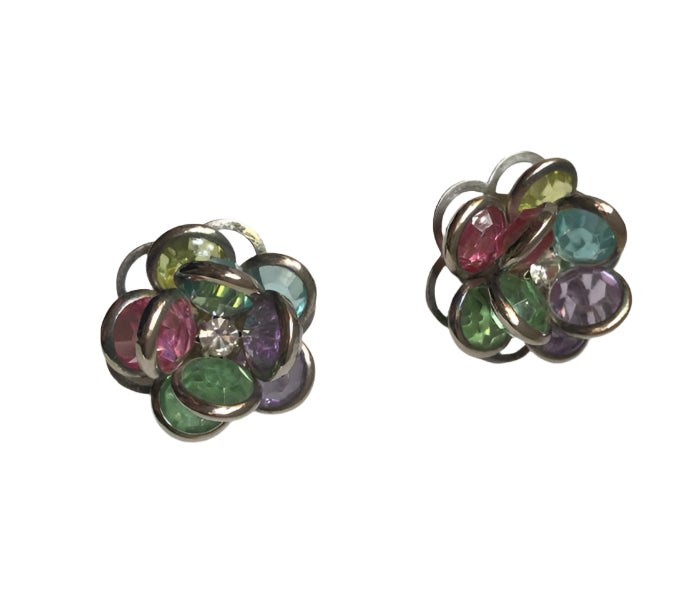 Vintage earrings Swarovski crystal bezel