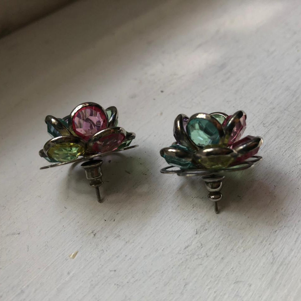 Vintage earrings Swarovski crystal bezel