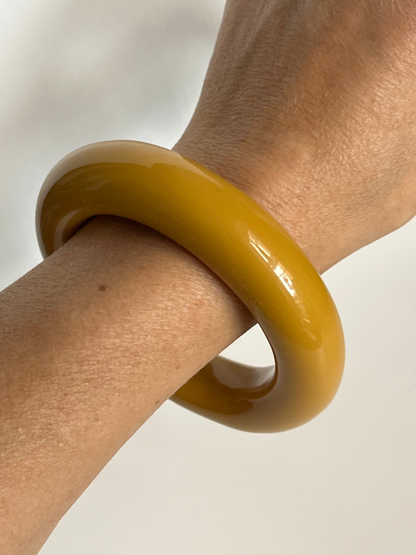 Vintage bracelet plastic chunky mustard yellow 1970’s