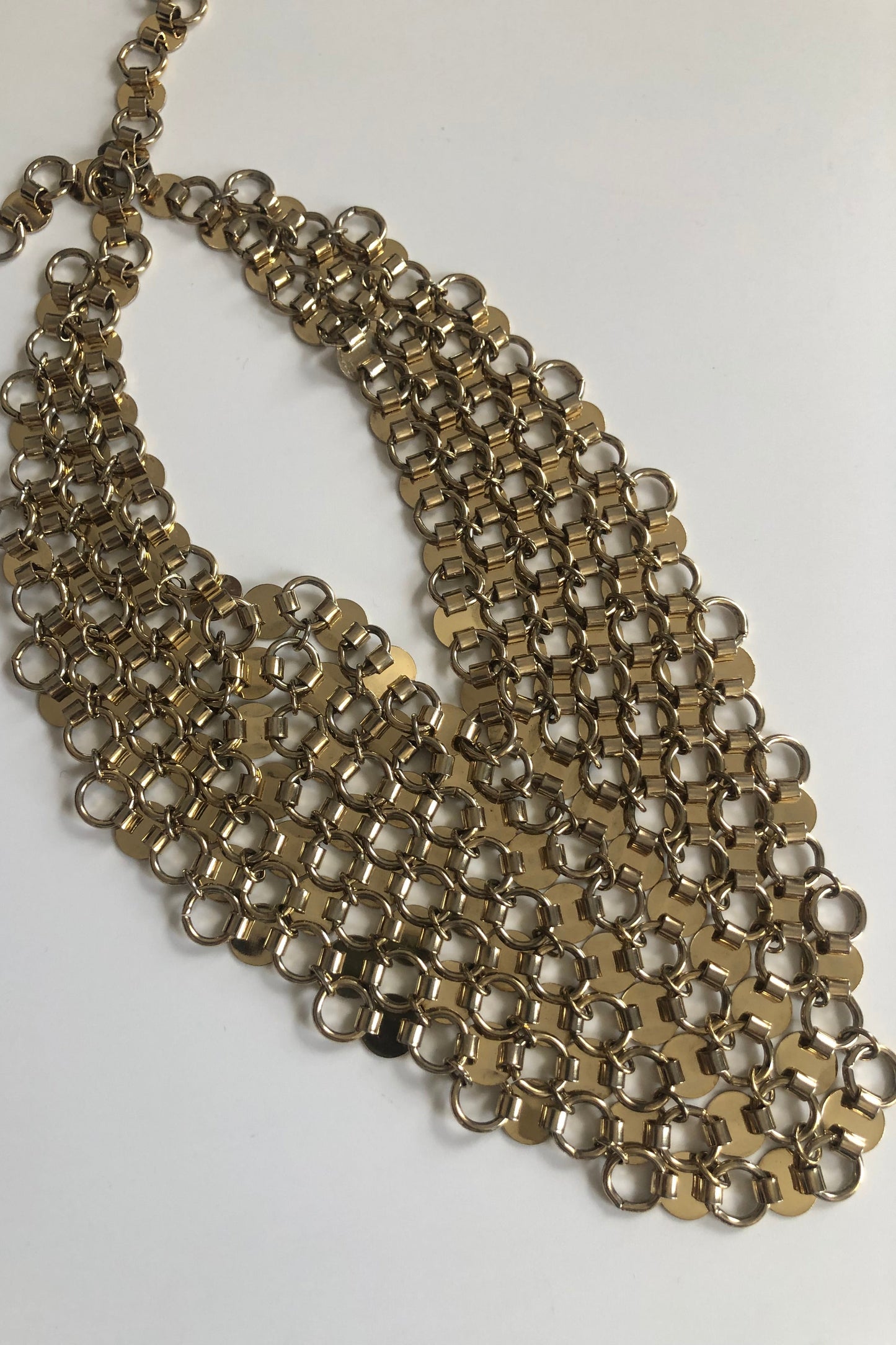 Vintage necklace collar metal mesh gold tone