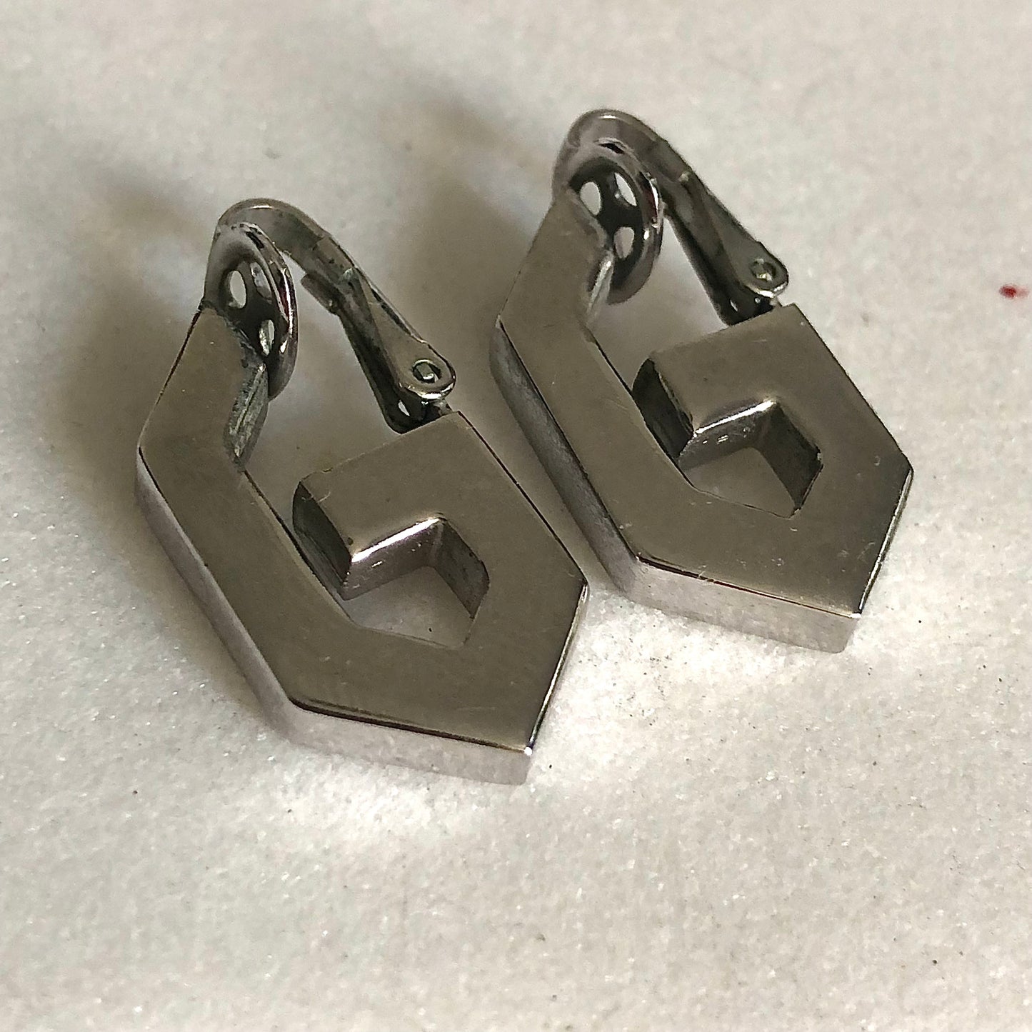Vintage GIVENCHY earrings clip on logo silver tone