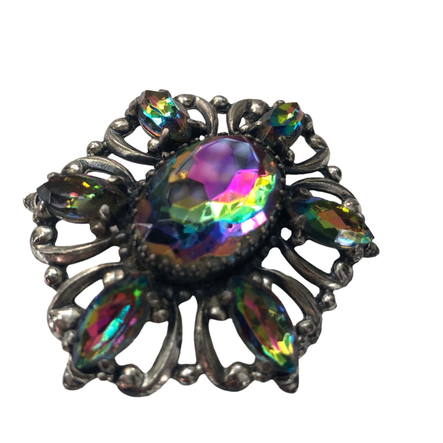 Vintage ELSA SCHIAPARELLI brooch watermelon crystal silver tone