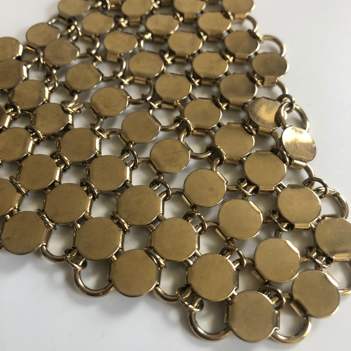 Vintage necklace collar metal mesh gold tone