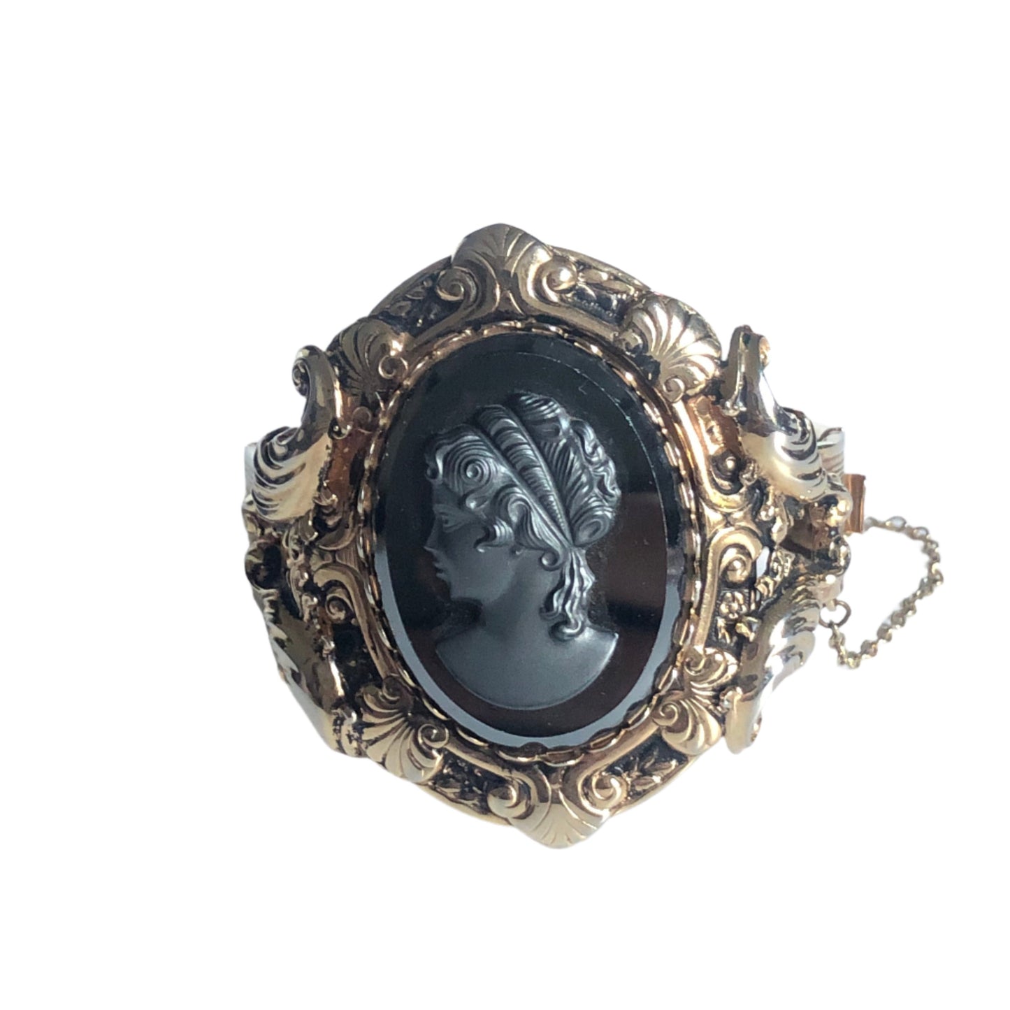 Vintage bracelet cameo French jet glass