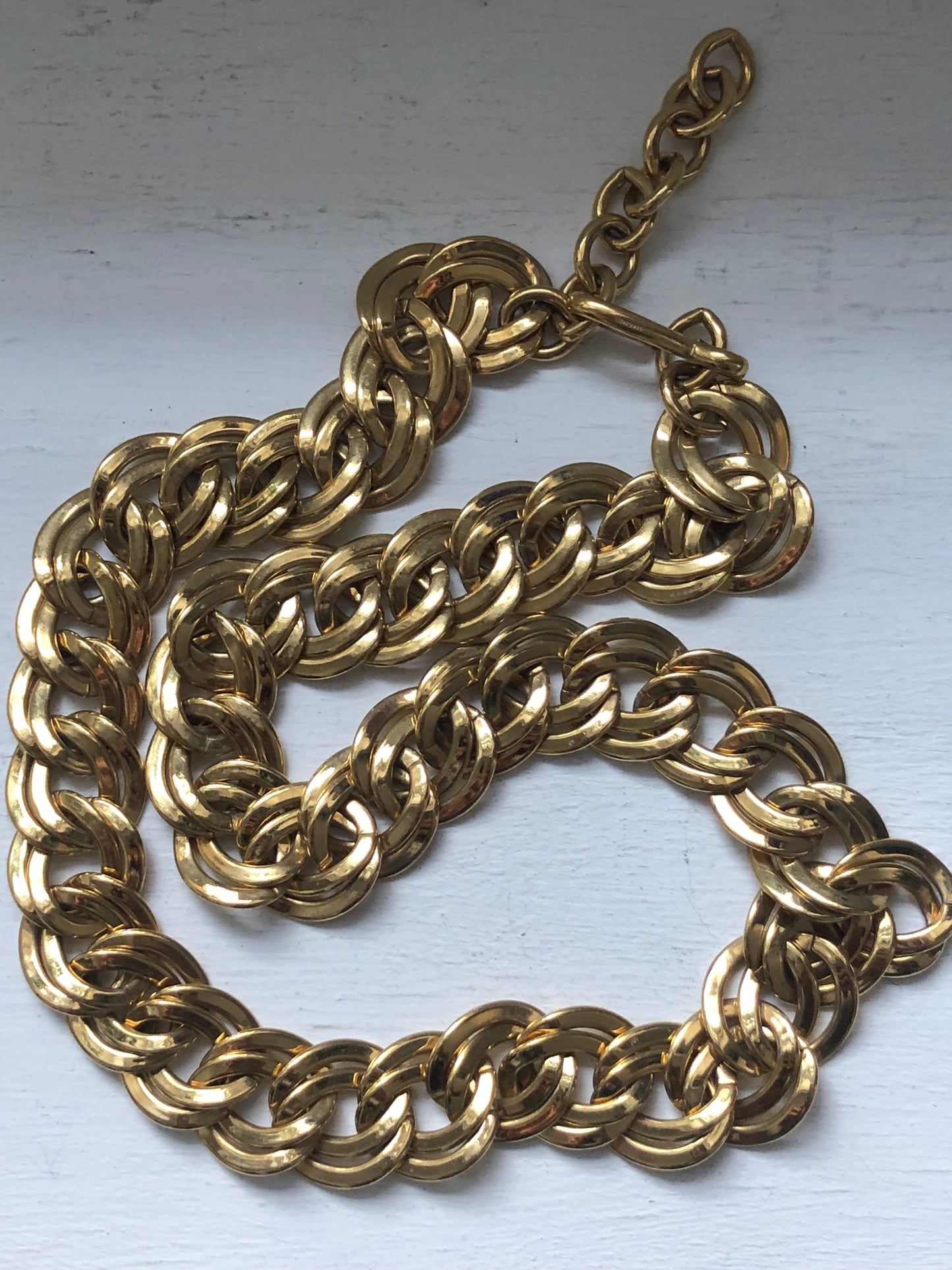 Vintage Monet necklace double chain gold tone