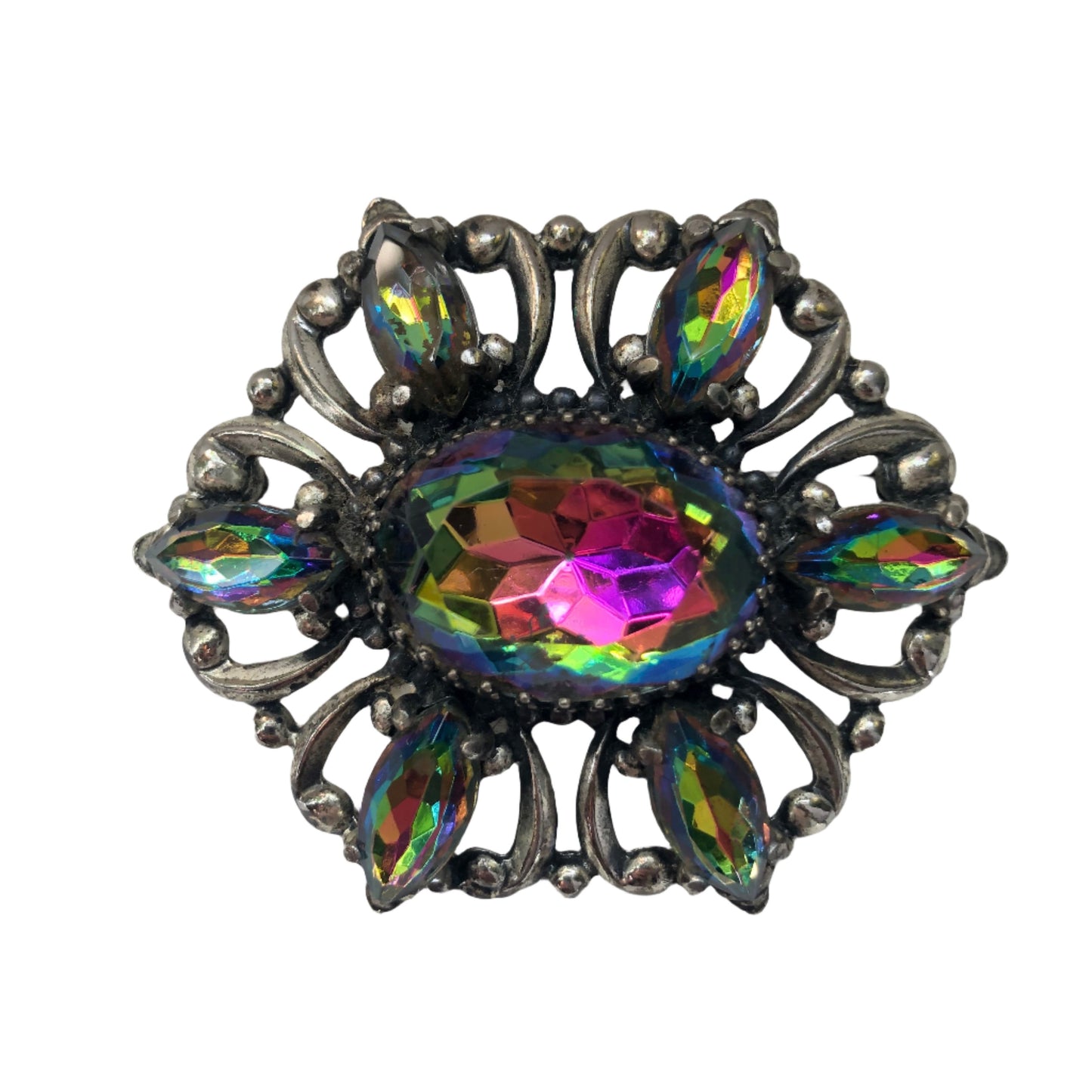 Vintage ELSA SCHIAPARELLI brooch watermelon crystal silver tone