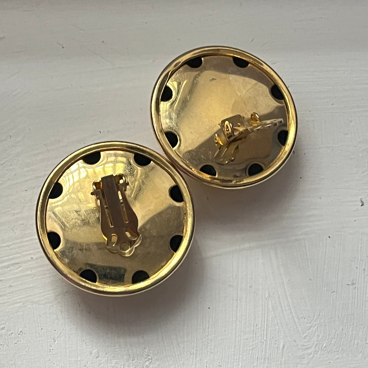 Vintage earrings clip on buttons style large