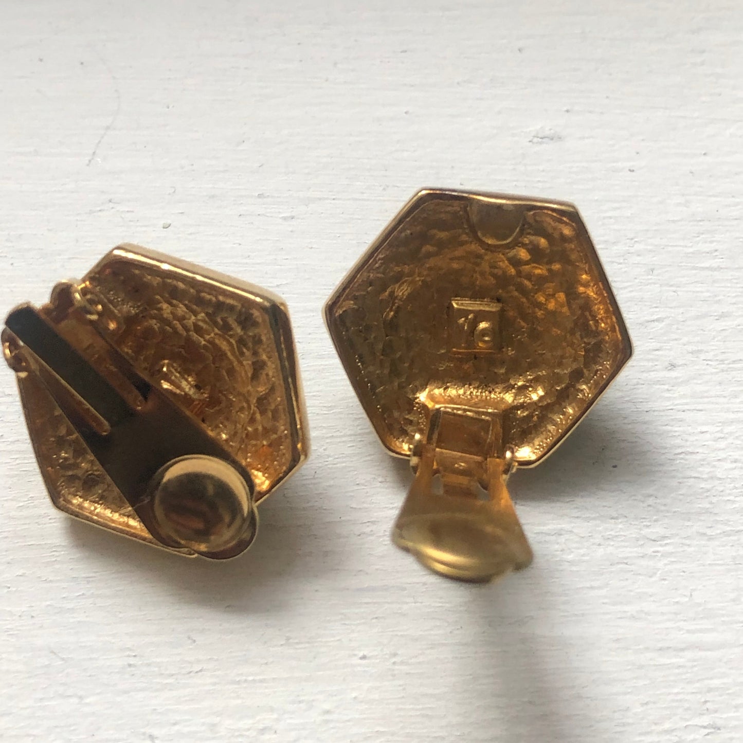 Vintage Les Bernard for Vogue earrings green cabochon Gripoix