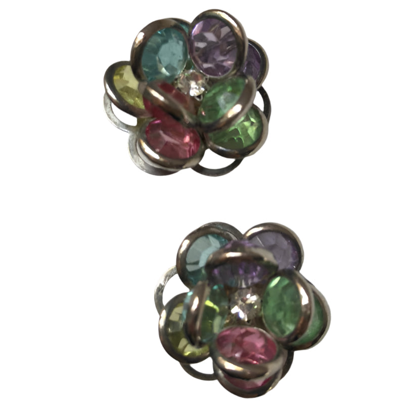 Vintage earrings Swarovski crystal bezel