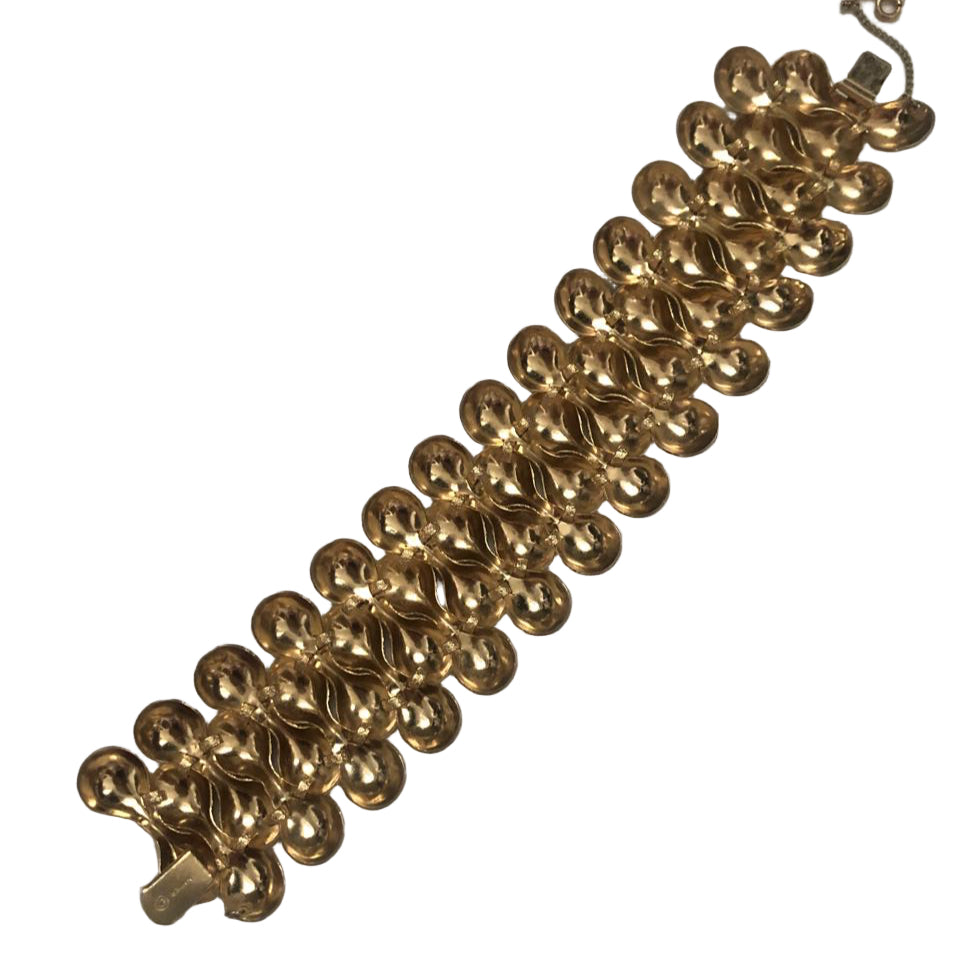 Vintage Napier wide bracelet textured gold plated