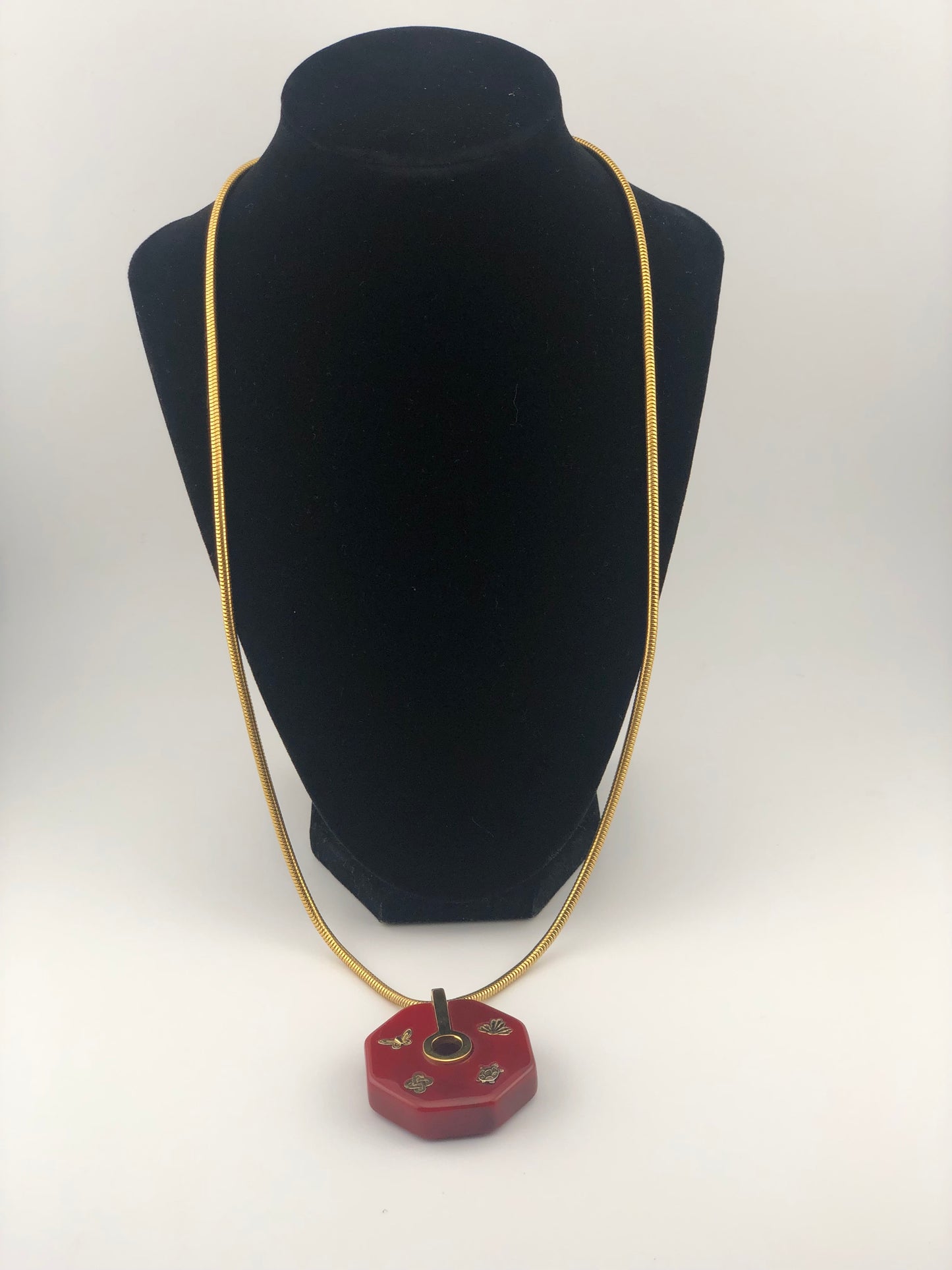 Vintage GIVENCHY necklace lucite pendant turtle bee
