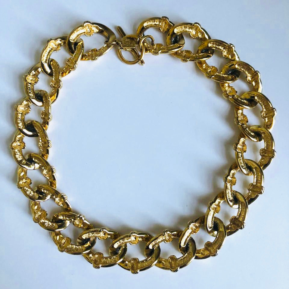Vintage Anne Klein necklace chain texture gold tone