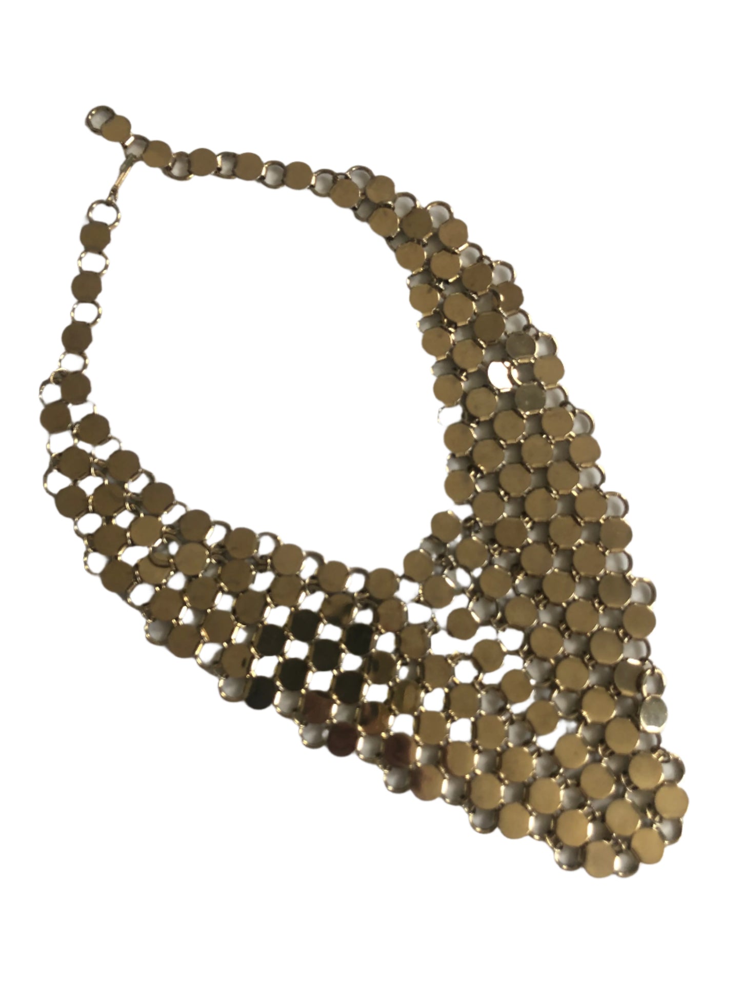 Vintage necklace collar metal mesh gold tone