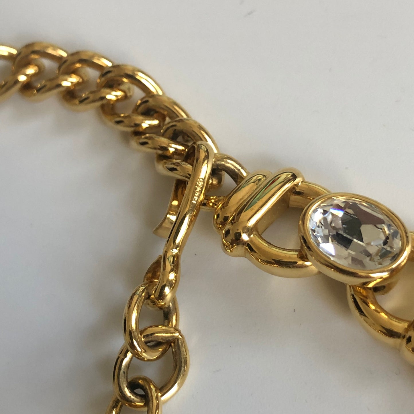 Vintage Monet necklace large cabochon Gripoix style pear gold tone