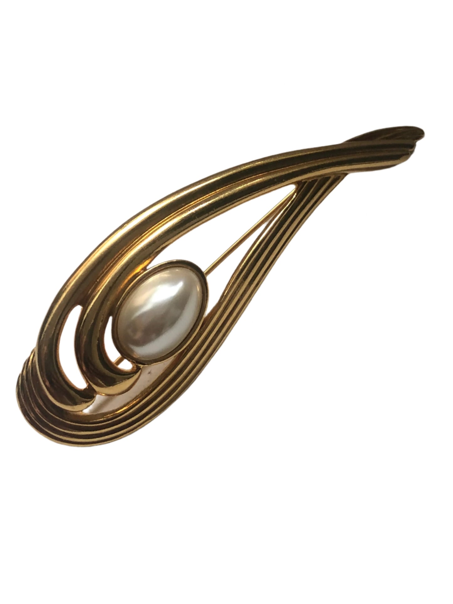 Vintage LANVIN brooch gold tone swirl