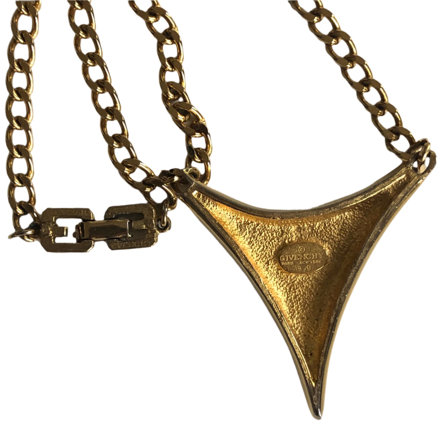 Vintage GIVENCHY necklace carved leaf pendant 1979